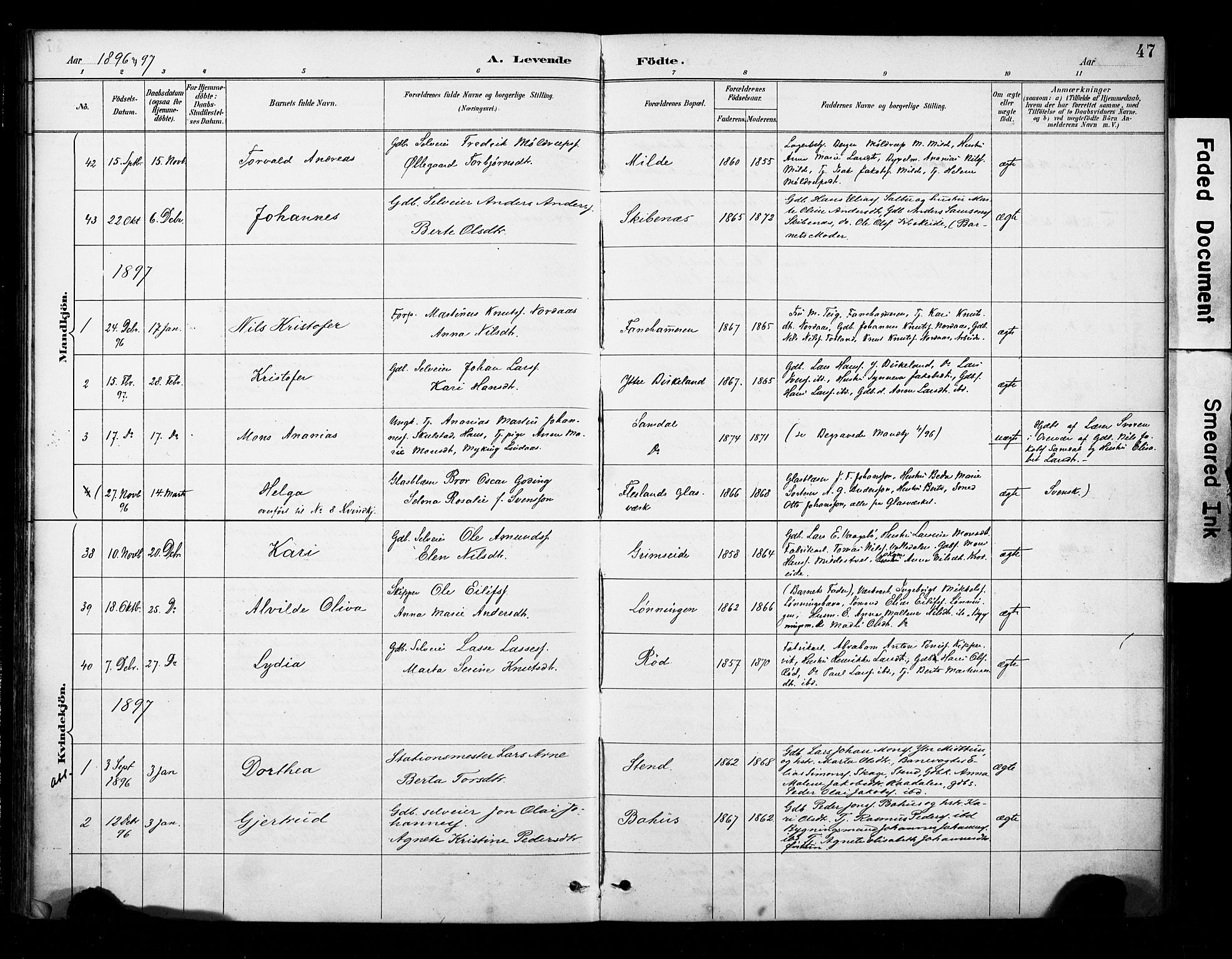 Fana Sokneprestembete, SAB/A-75101/H/Haa/Haab/L0002: Parish register (official) no. B 2, 1890-1897, p. 47