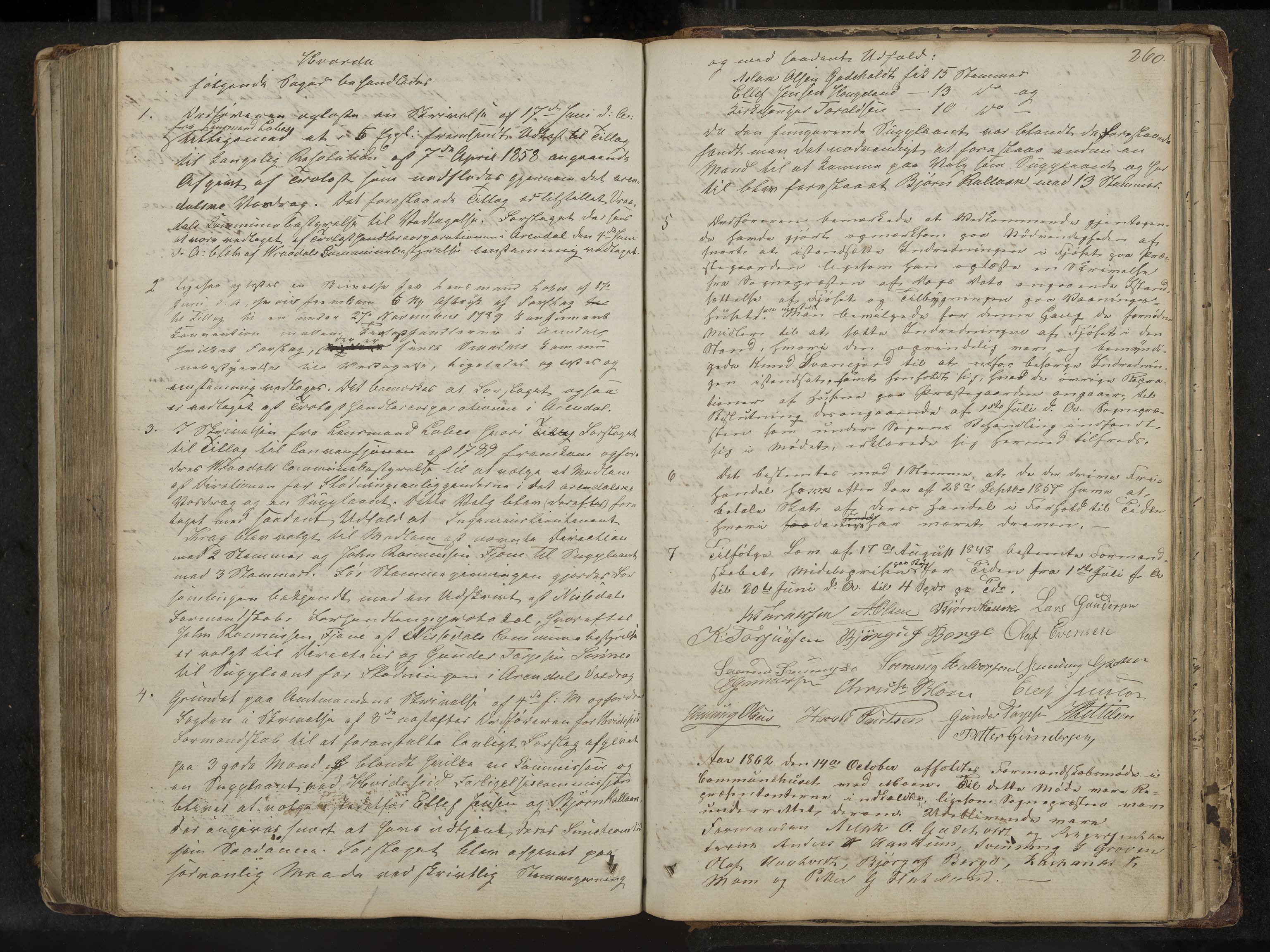 Kviteseid formannskap og sentraladministrasjon, IKAK/0829021/A/Aa/L0001: Møtebok med register, 1837-1866, p. 260