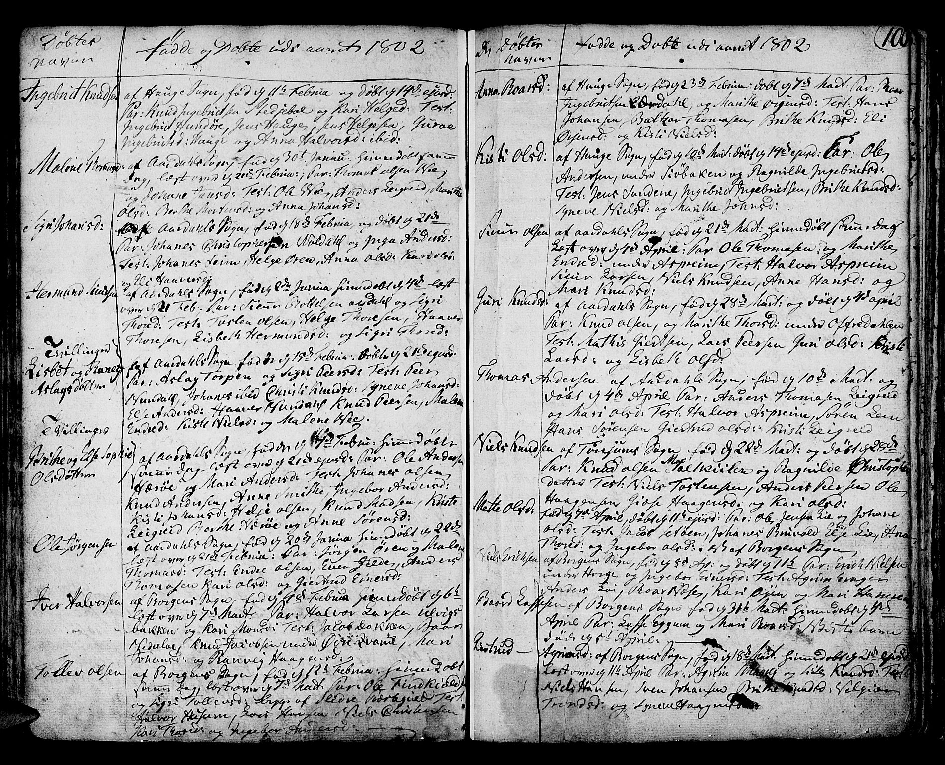 Lærdal sokneprestembete, SAB/A-81201: Parish register (official) no. A 3, 1783-1804, p. 100