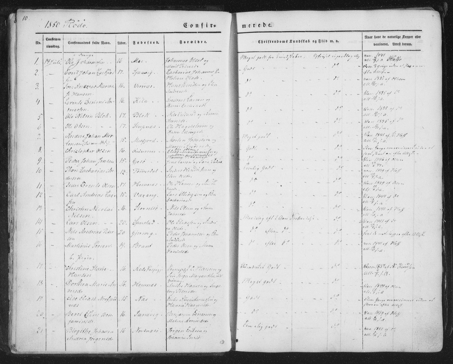 Ministerialprotokoller, klokkerbøker og fødselsregistre - Nordland, AV/SAT-A-1459/841/L0604: Parish register (official) no. 841A09 /1, 1845-1862, p. 10