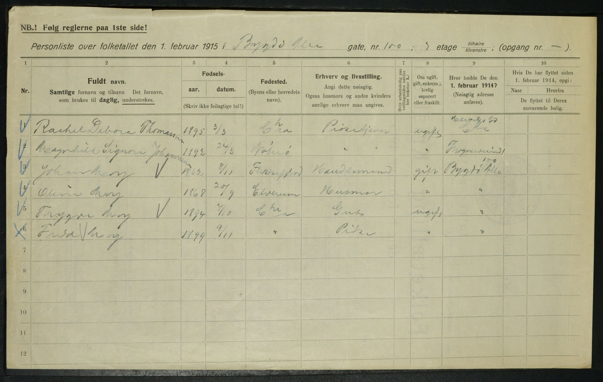 OBA, Municipal Census 1915 for Kristiania, 1915, p. 11049