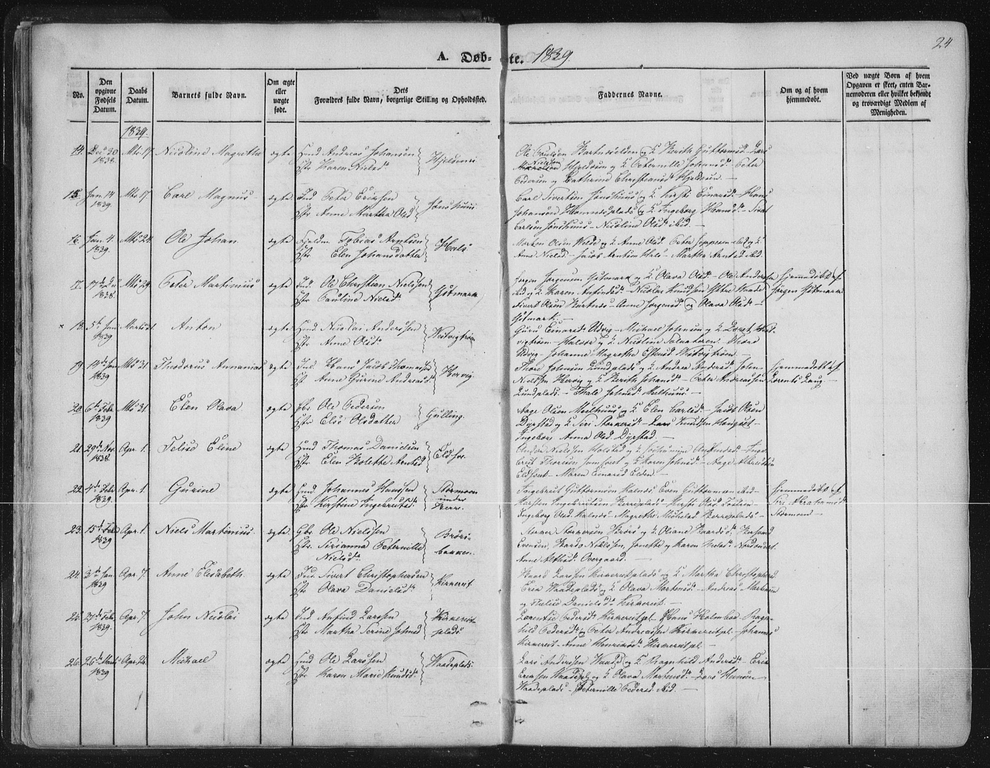 Ministerialprotokoller, klokkerbøker og fødselsregistre - Nord-Trøndelag, SAT/A-1458/741/L0392: Parish register (official) no. 741A06, 1836-1848, p. 24