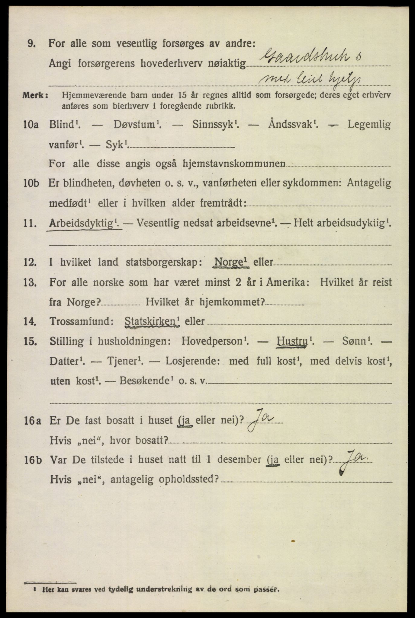 SAH, 1920 census for Tynset, 1920, p. 8029