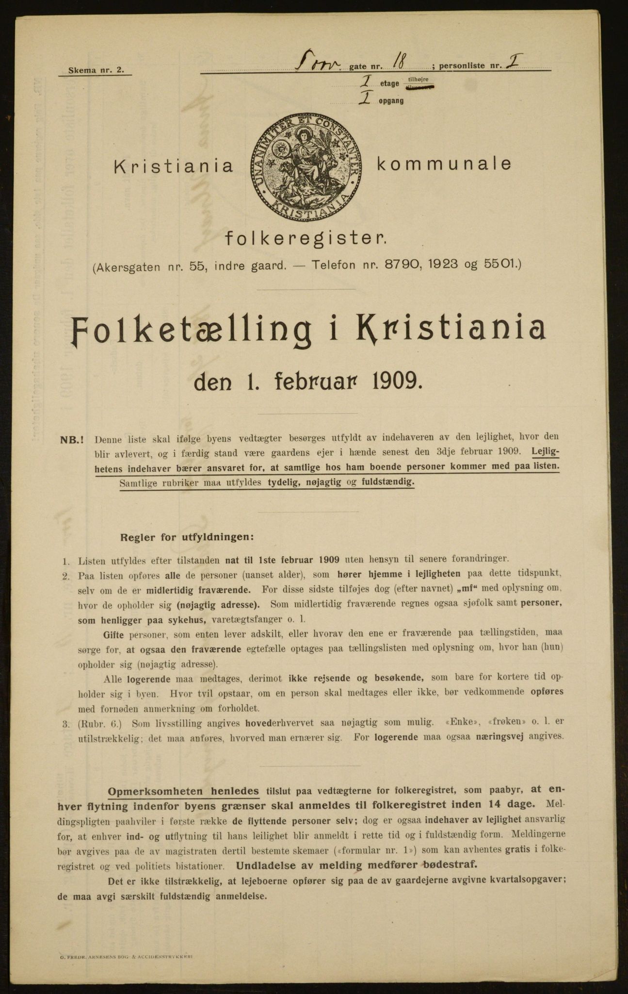 OBA, Municipal Census 1909 for Kristiania, 1909, p. 103431