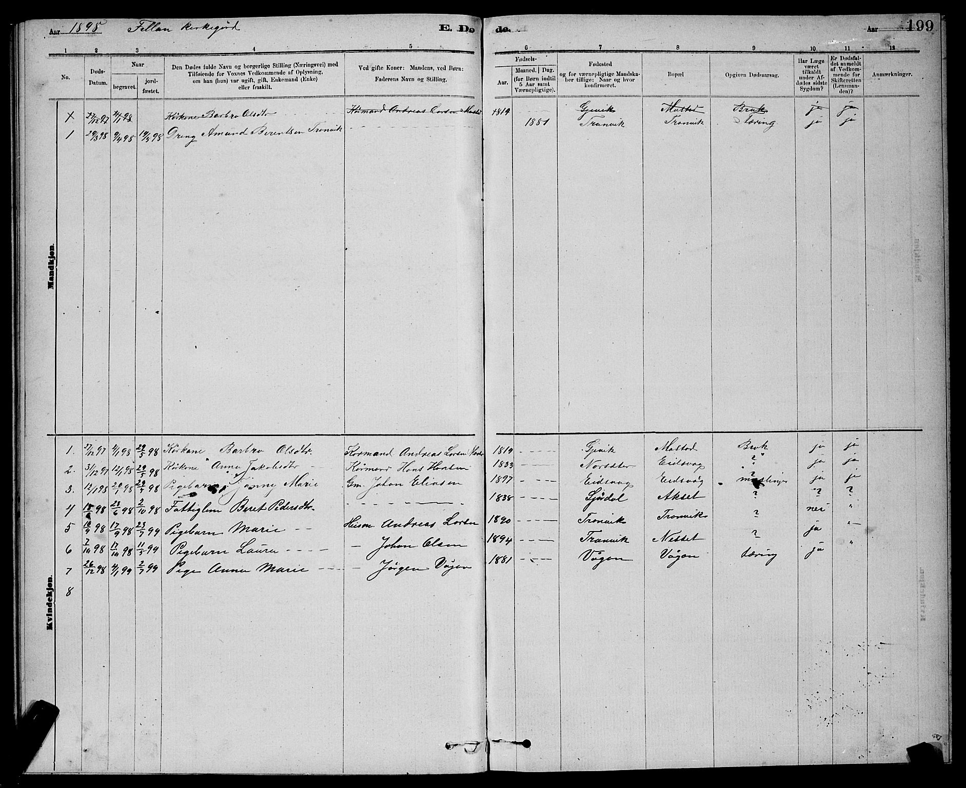 Ministerialprotokoller, klokkerbøker og fødselsregistre - Sør-Trøndelag, AV/SAT-A-1456/637/L0562: Parish register (copy) no. 637C03, 1883-1898, p. 199