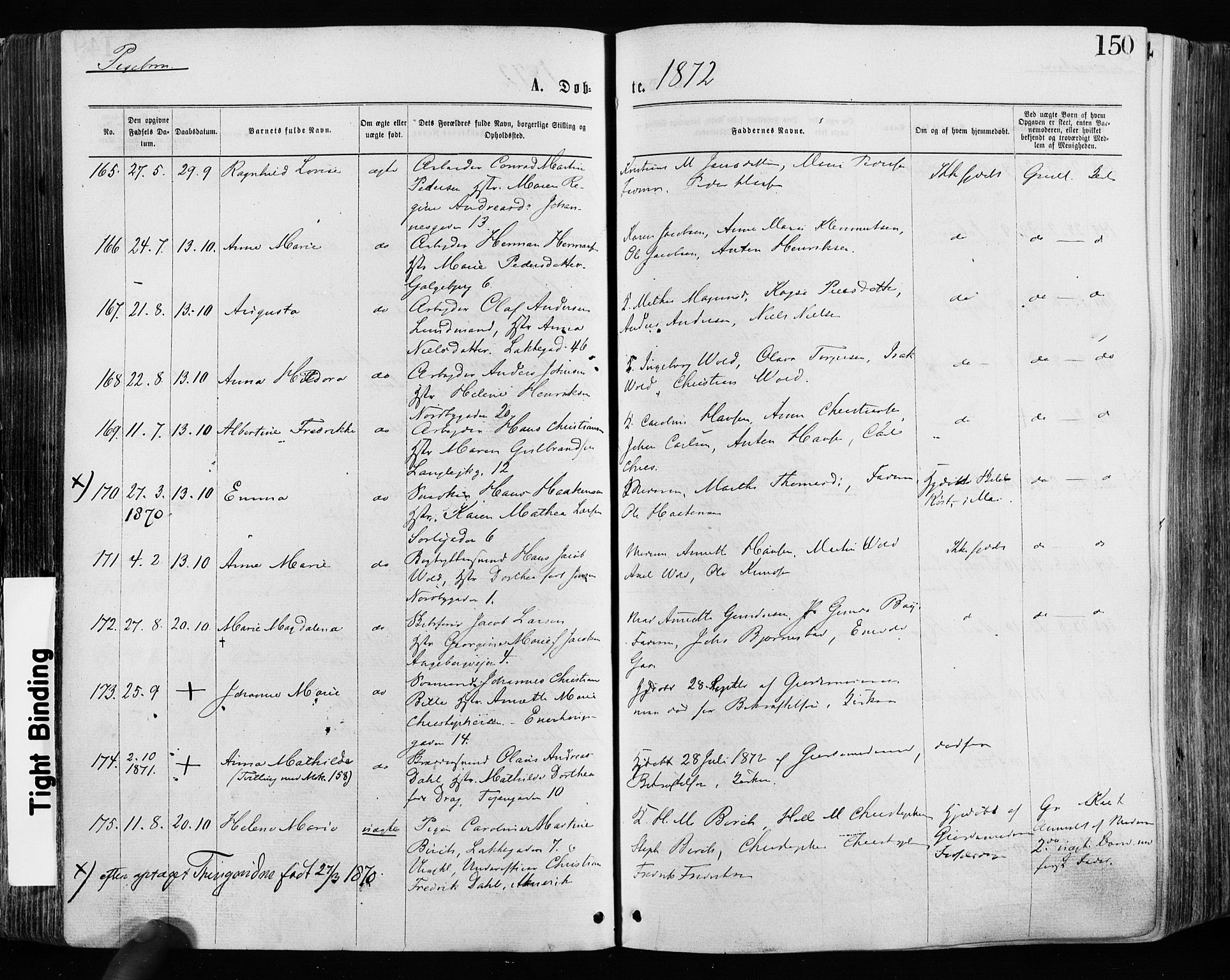 Grønland prestekontor Kirkebøker, AV/SAO-A-10848/F/Fa/L0004: Parish register (official) no. 4, 1869-1880, p. 150