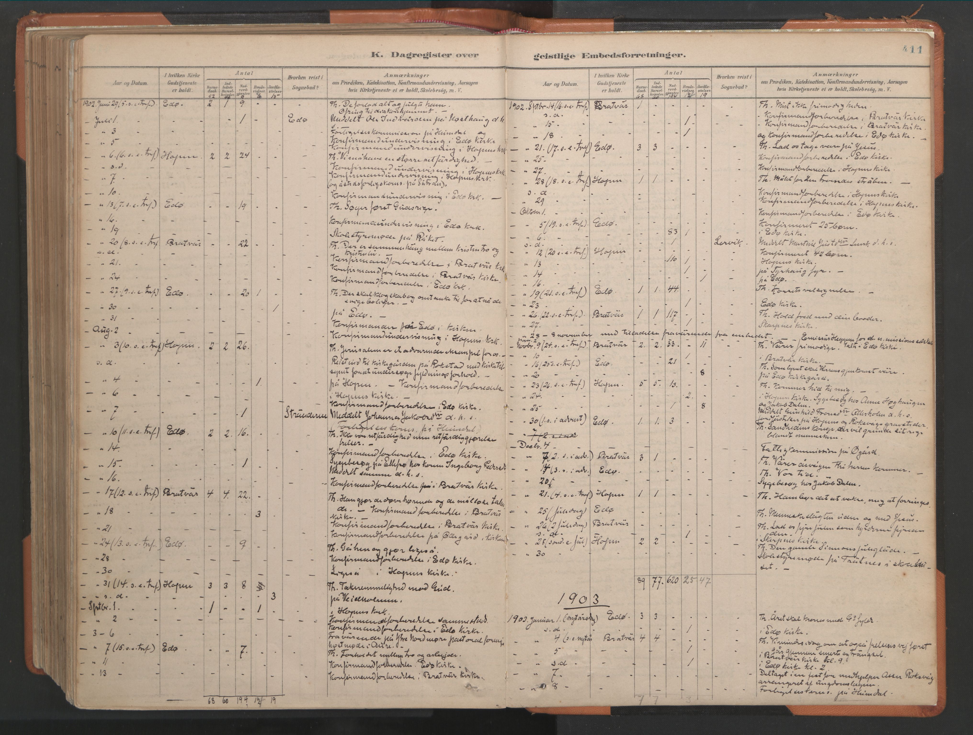 Ministerialprotokoller, klokkerbøker og fødselsregistre - Møre og Romsdal, AV/SAT-A-1454/581/L0941: Parish register (official) no. 581A09, 1880-1919, p. 411