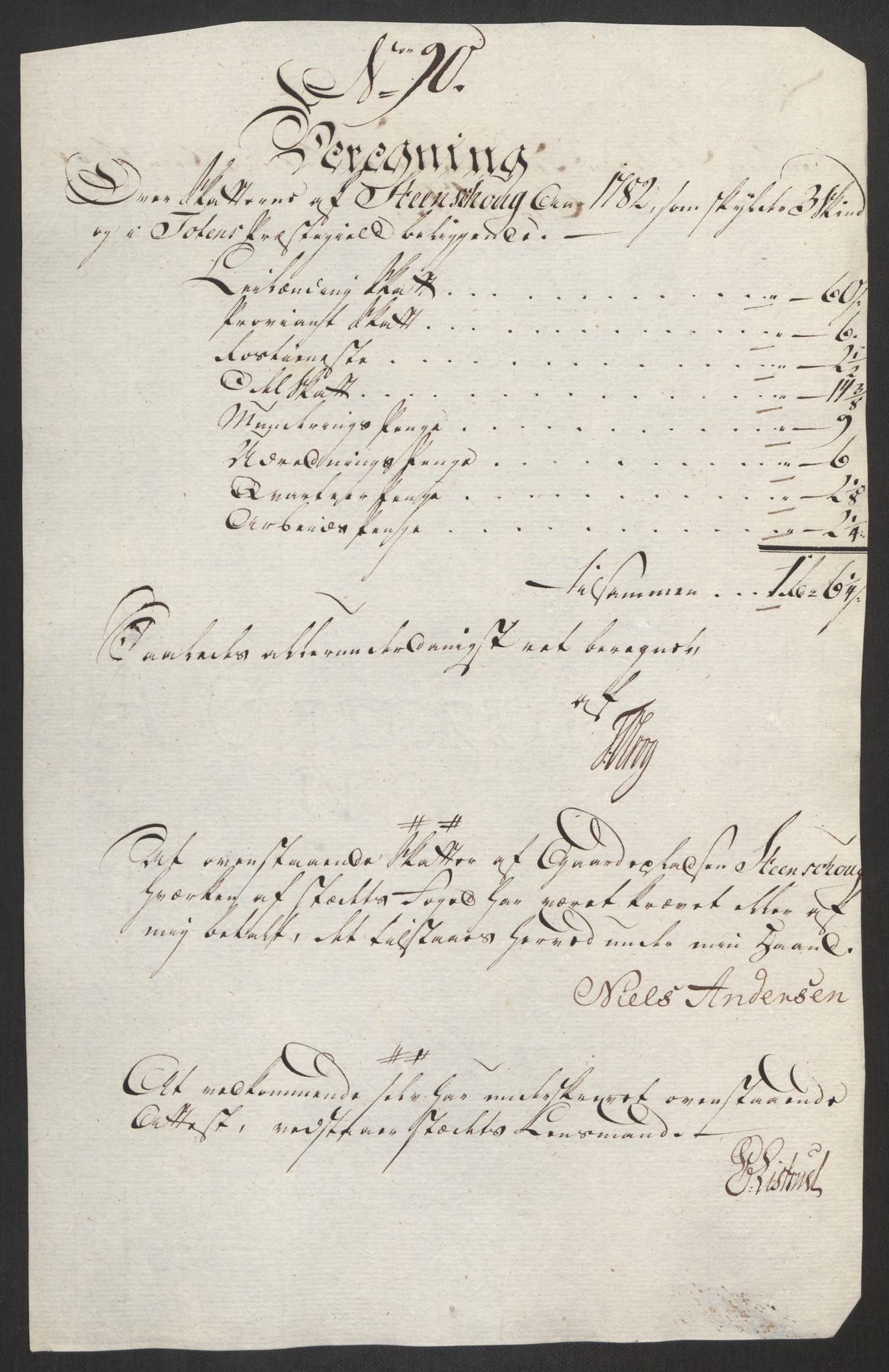 Rentekammeret inntil 1814, Reviderte regnskaper, Fogderegnskap, AV/RA-EA-4092/R19/L1369: Fogderegnskap Toten, Hadeland og Vardal, 1782, p. 289