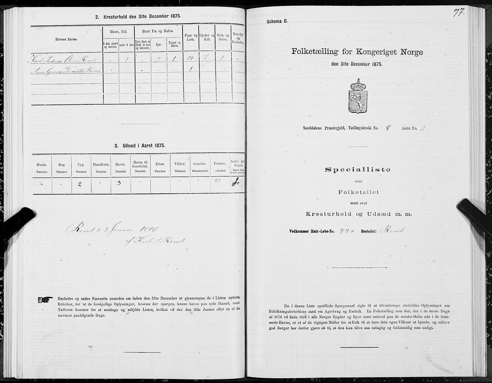 SAT, 1875 census for 1524P Norddal, 1875, p. 4077