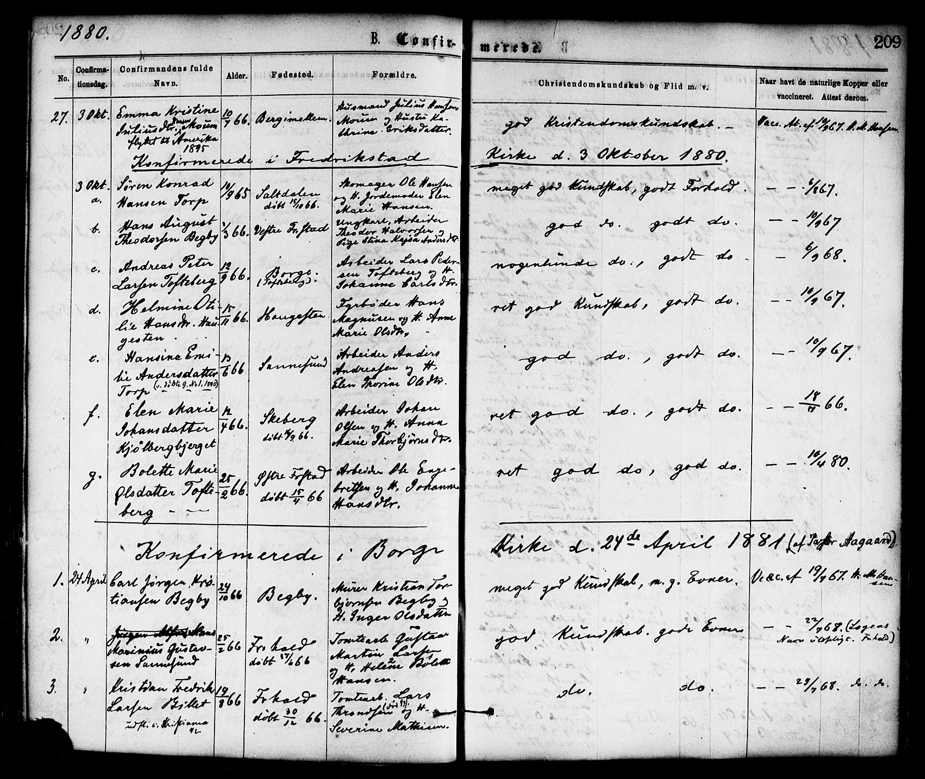 Borge prestekontor Kirkebøker, AV/SAO-A-10903/F/Fa/L0007: Parish register (official) no. I 7, 1875-1886, p. 209