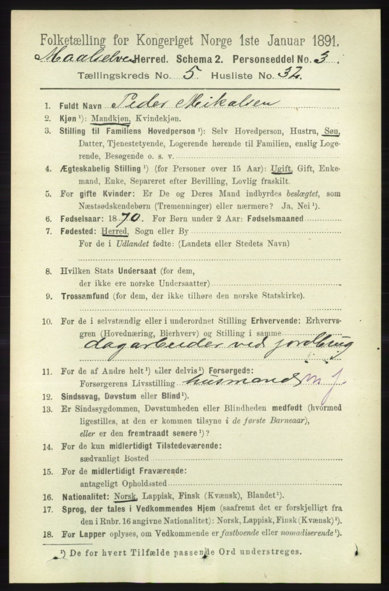 RA, 1891 census for 1924 Målselv, 1891, p. 1829