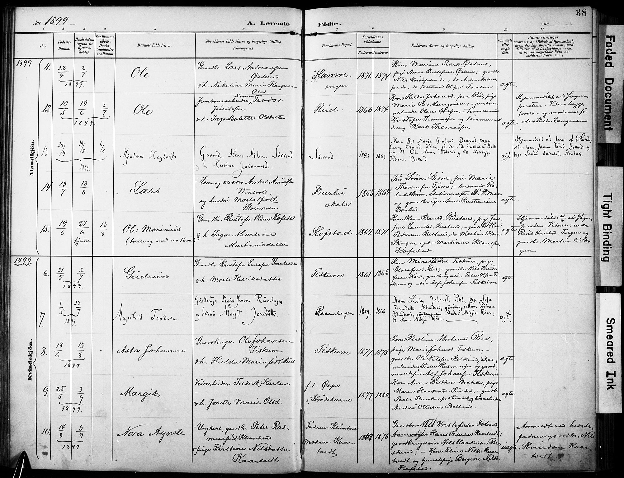 Fiskum kirkebøker, SAKO/A-15/F/Fa/L0003: Parish register (official) no. 3, 1890-1905, p. 38