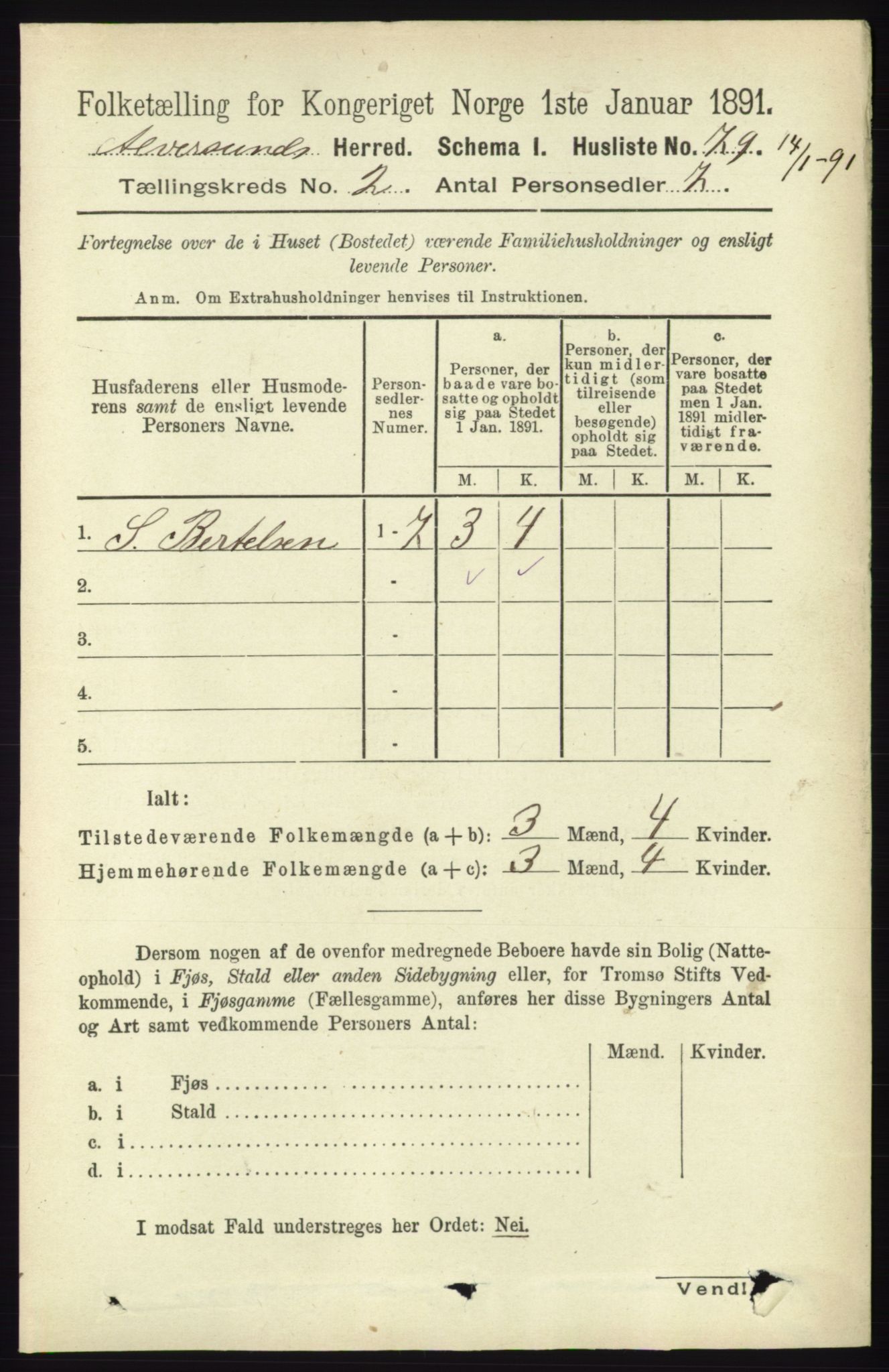 RA, 1891 census for 1257 Alversund, 1891, p. 459