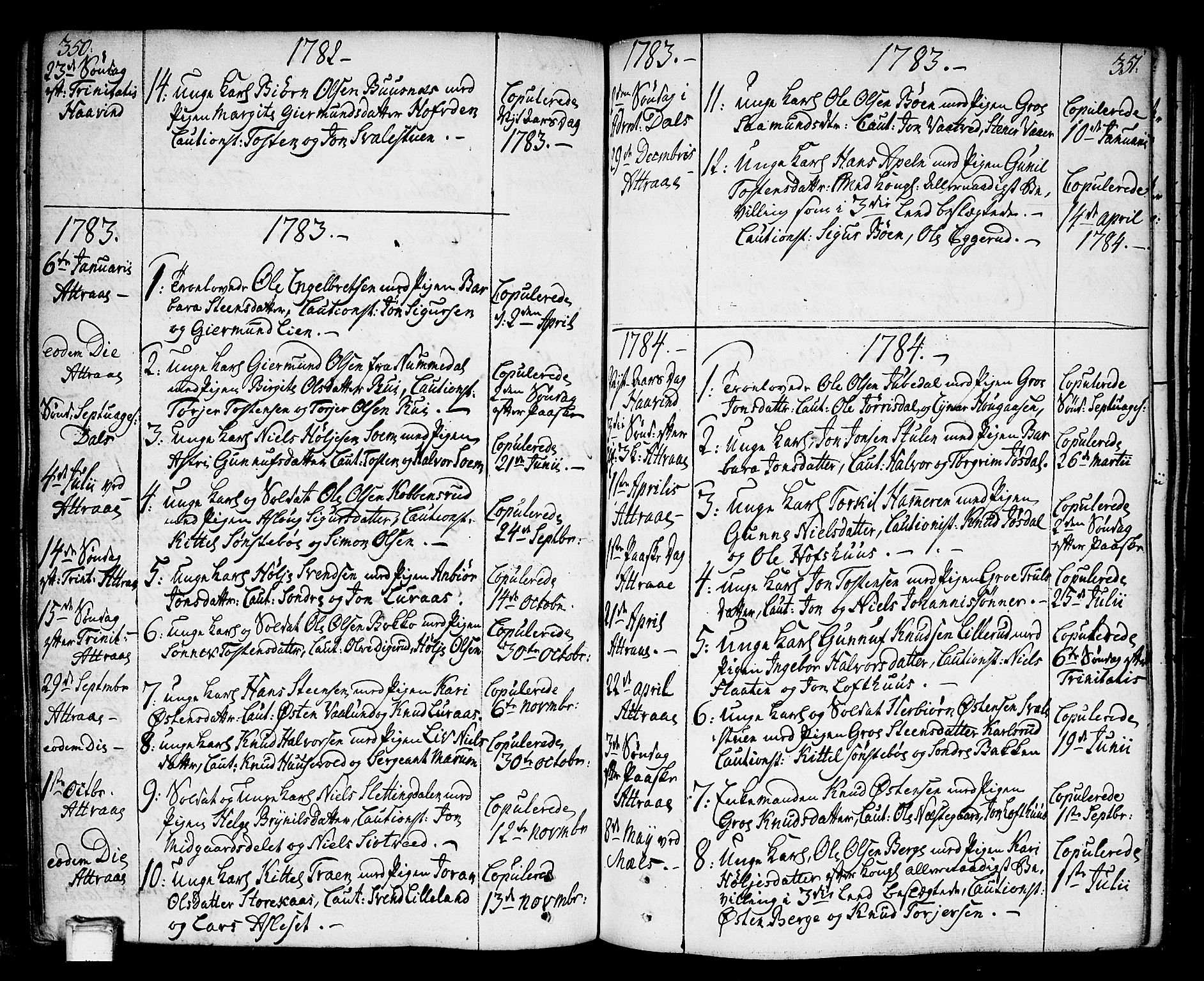Tinn kirkebøker, SAKO/A-308/F/Fa/L0002: Parish register (official) no. I 2, 1757-1810, p. 350-351