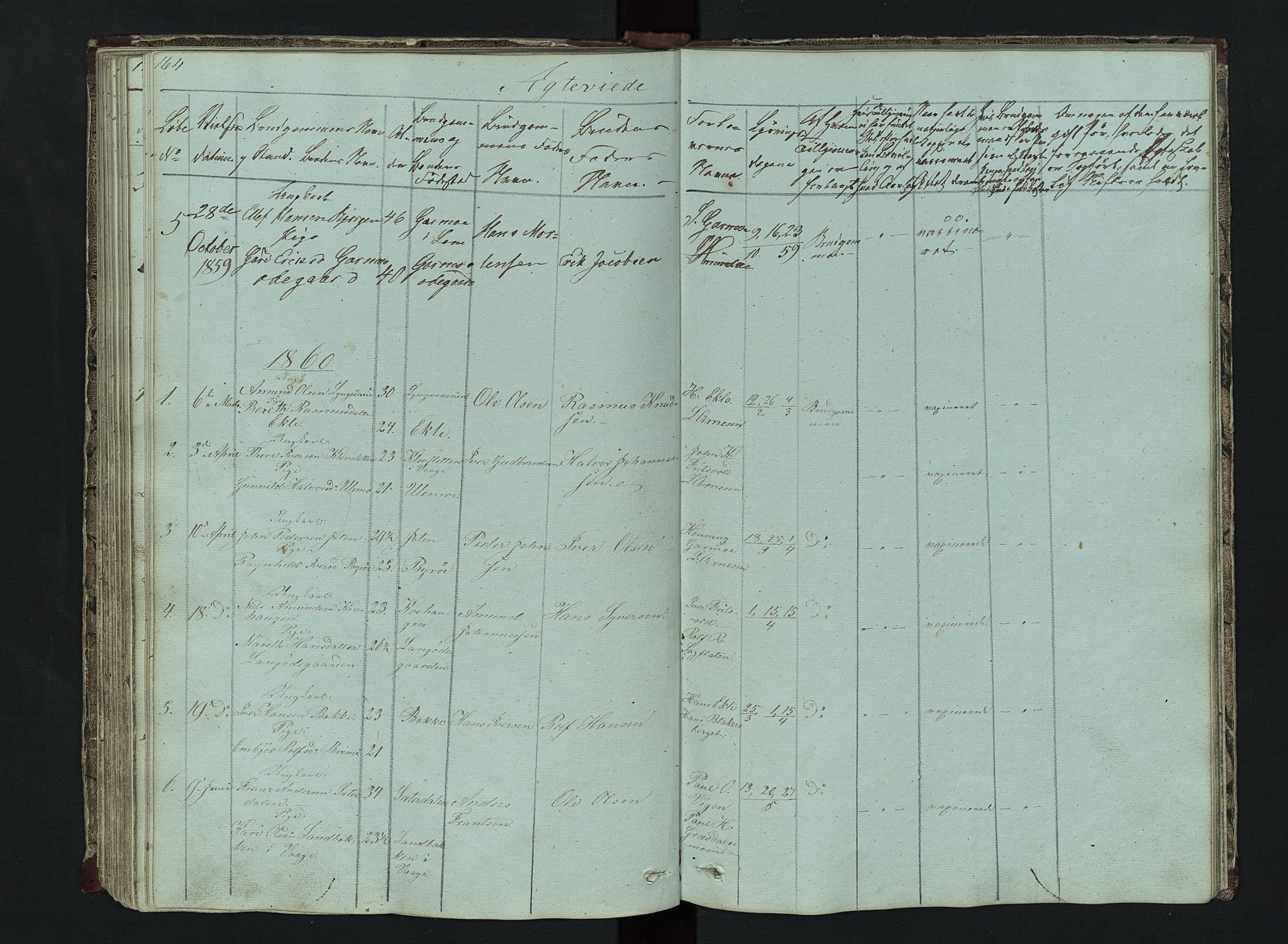 Lom prestekontor, SAH/PREST-070/L/L0014: Parish register (copy) no. 14, 1845-1876, p. 164-165