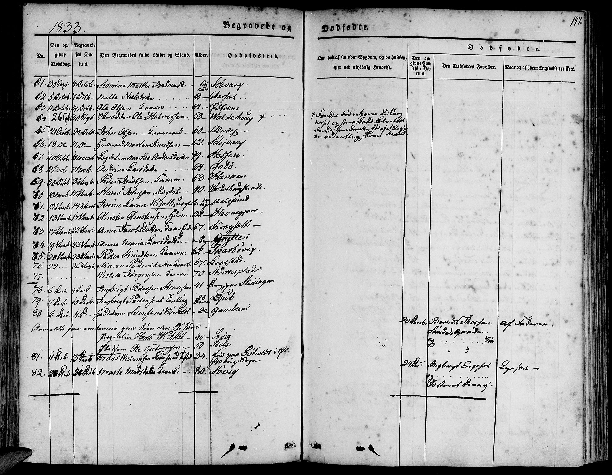 Ministerialprotokoller, klokkerbøker og fødselsregistre - Møre og Romsdal, AV/SAT-A-1454/528/L0395: Parish register (official) no. 528A06, 1828-1839, p. 197