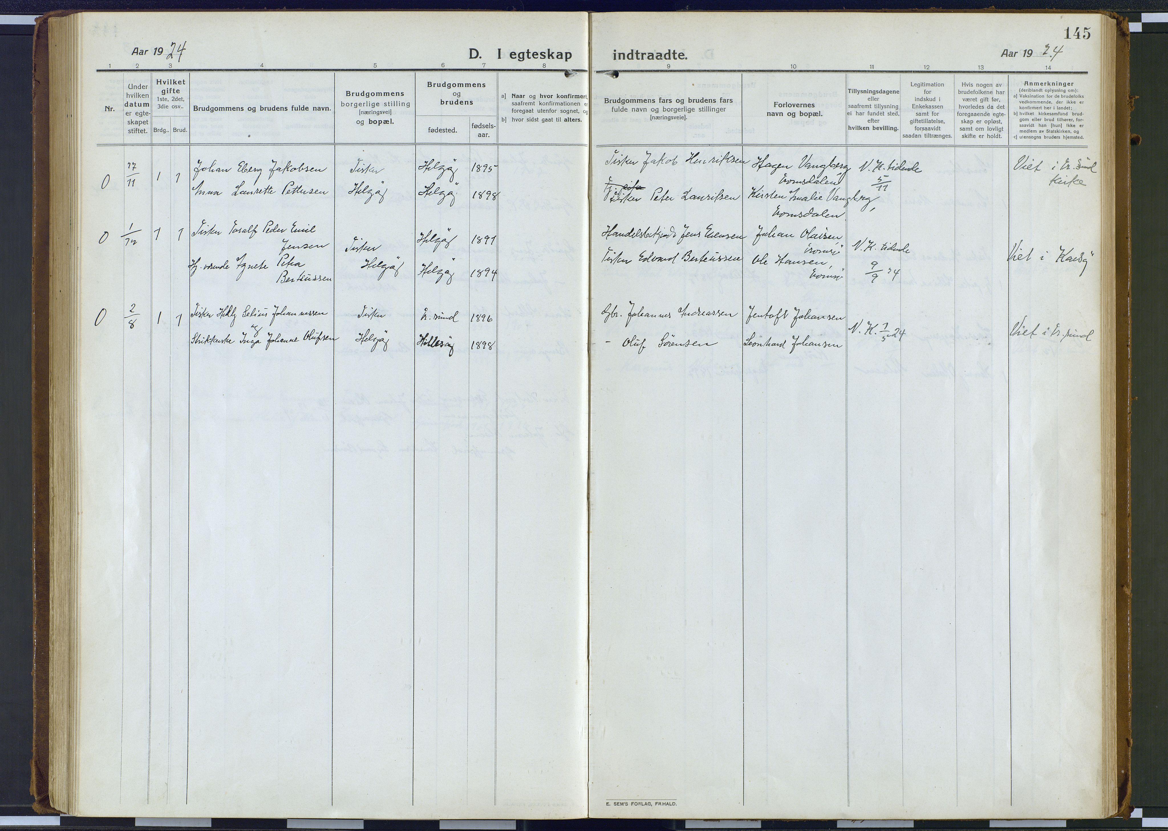 Karlsøy sokneprestembete, AV/SATØ-S-1299/H/Ha/Haa/L0016kirke: Parish register (official) no. 16, 1916-1934, p. 145