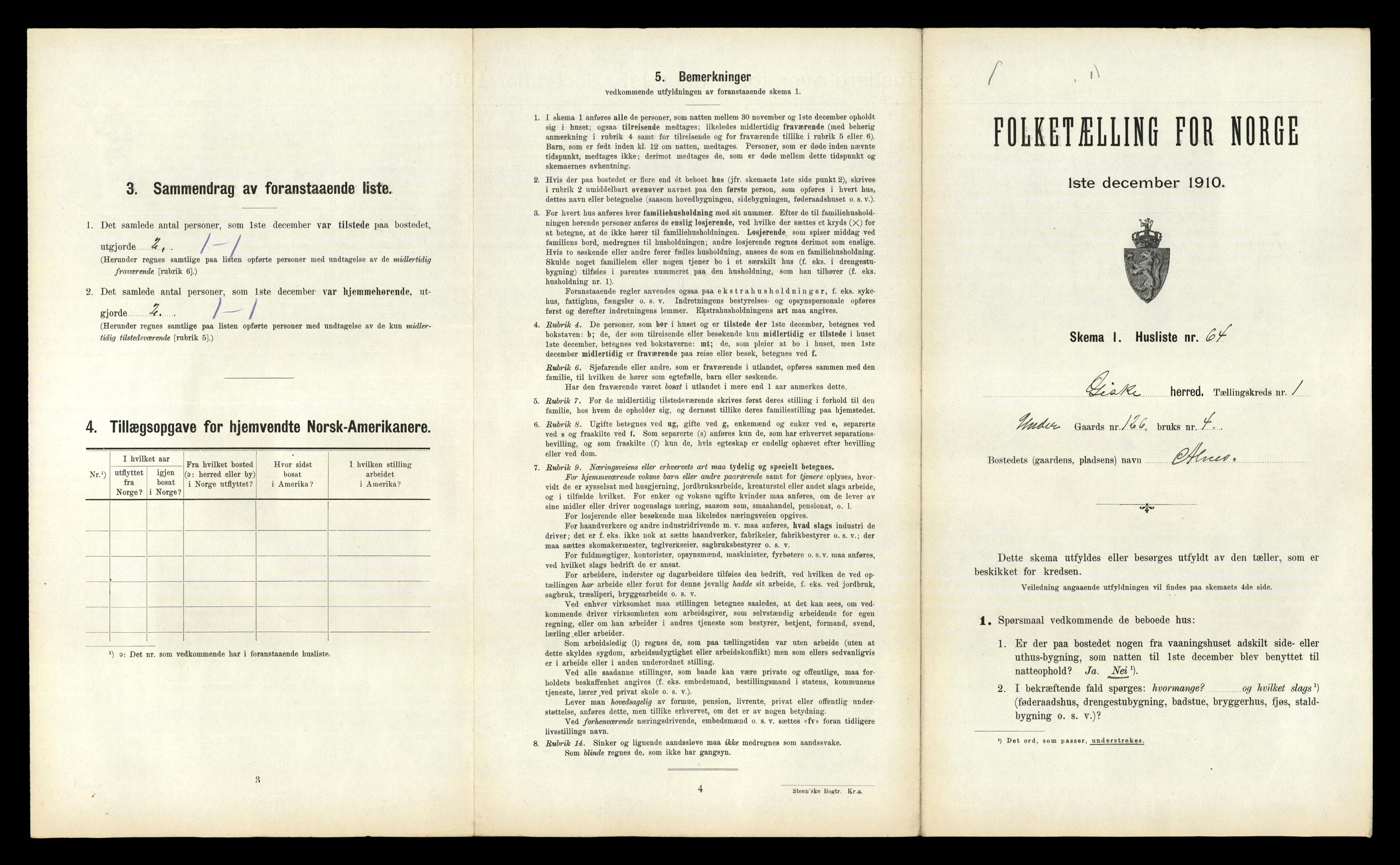 RA, 1910 census for Giske, 1910, p. 145