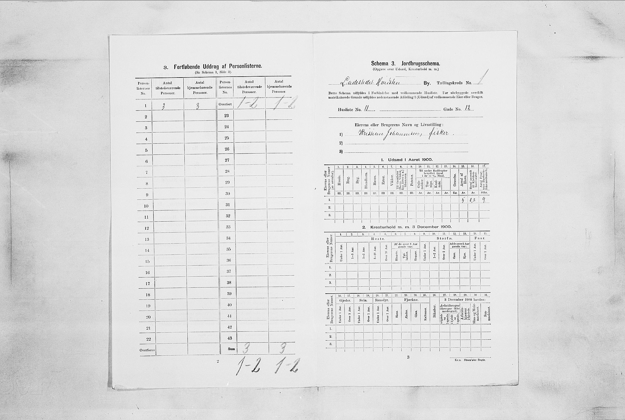 SAO, 1900 census for Hvitsten, 1900