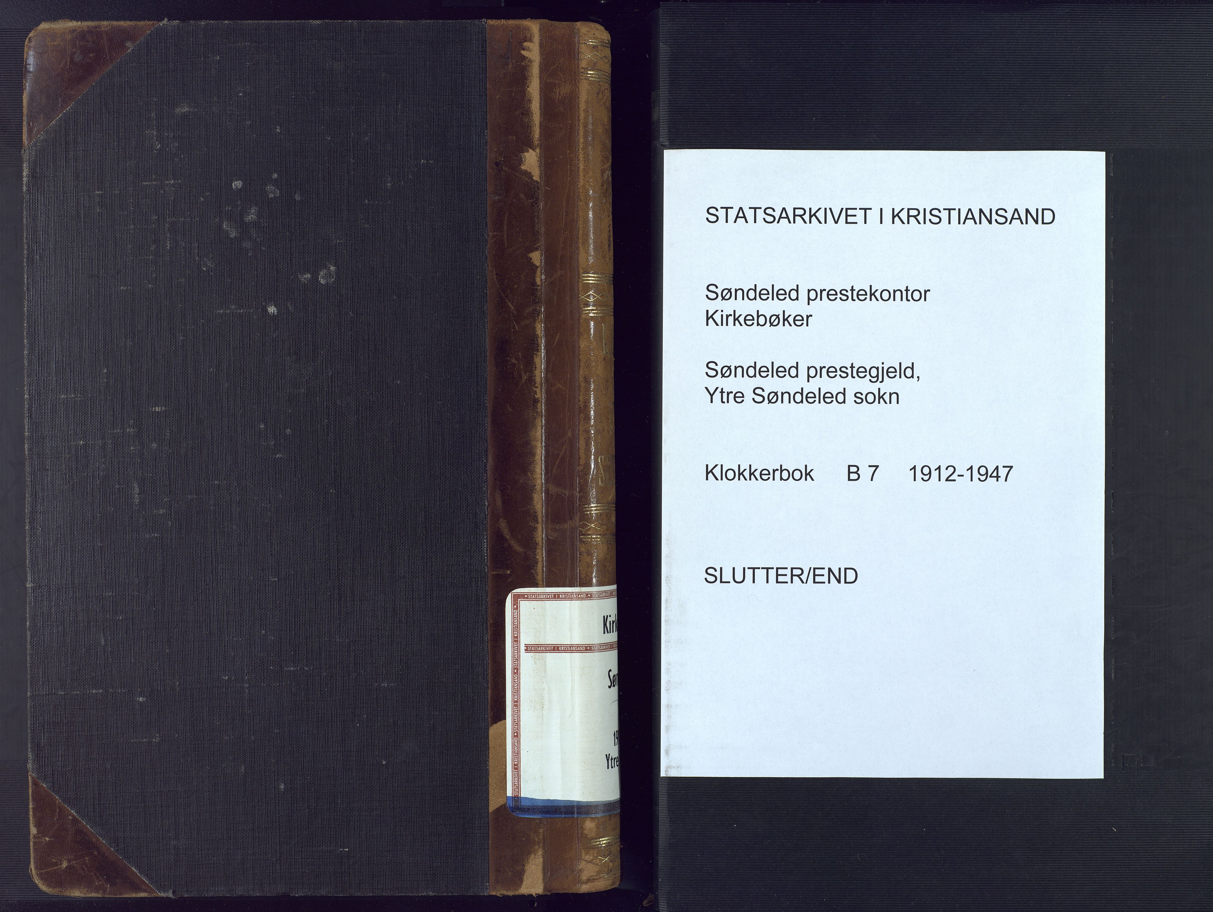 Søndeled sokneprestkontor, SAK/1111-0038/F/Fb/L0006: Parish register (copy) no. B 7, 1912-1947