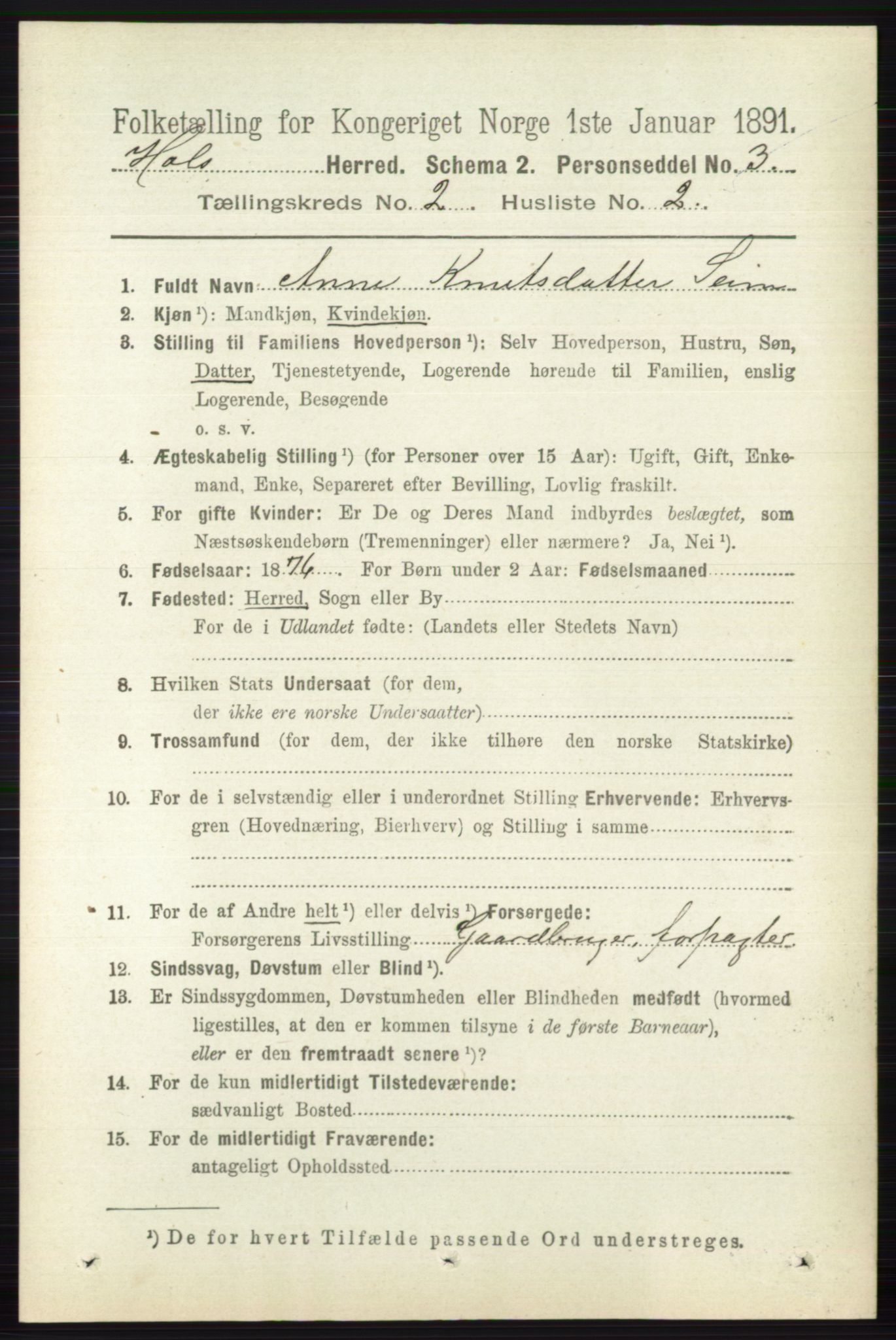 RA, 1891 census for 0620 Hol, 1891, p. 346