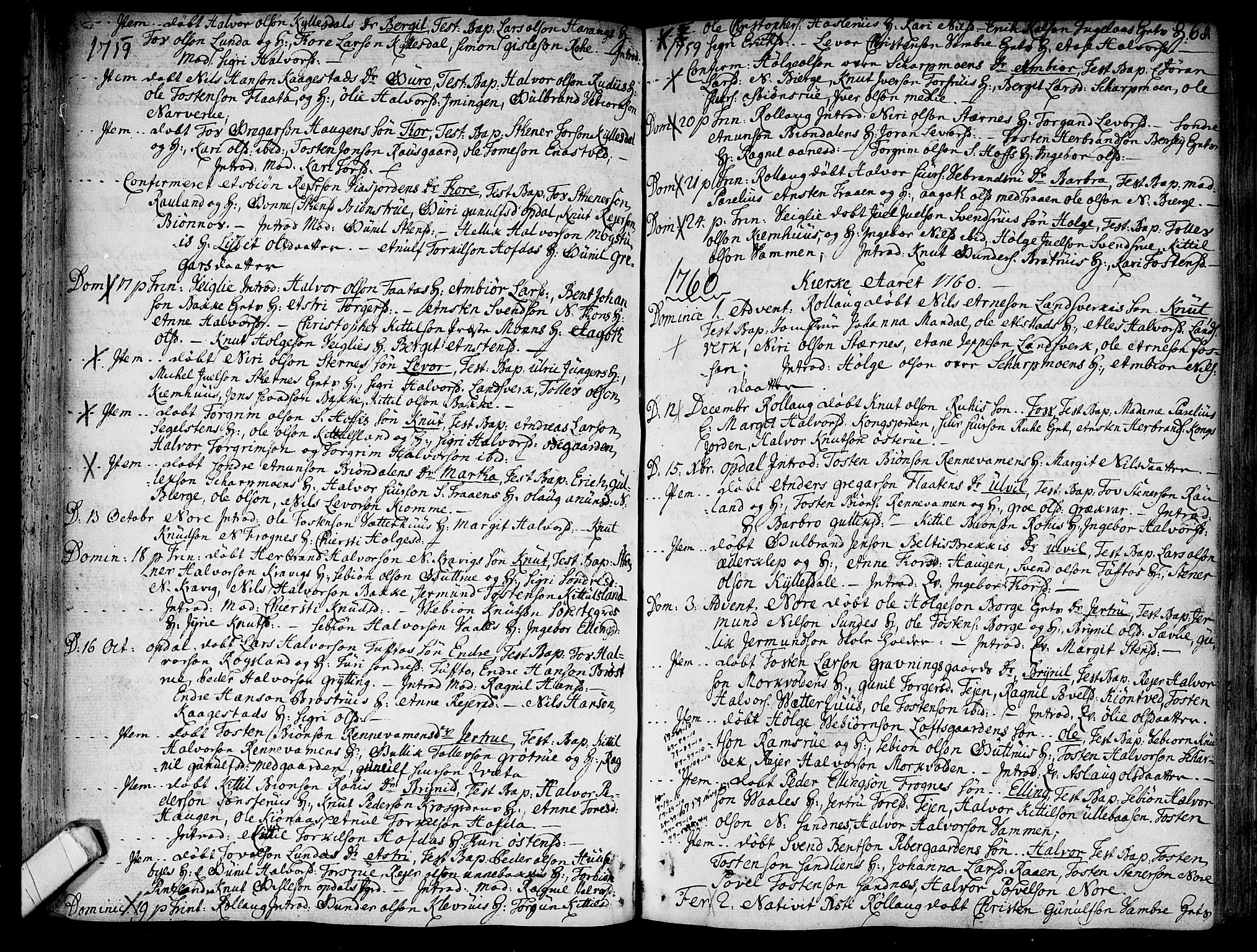 Rollag kirkebøker, SAKO/A-240/F/Fa/L0003: Parish register (official) no. I 3, 1743-1778, p. 68