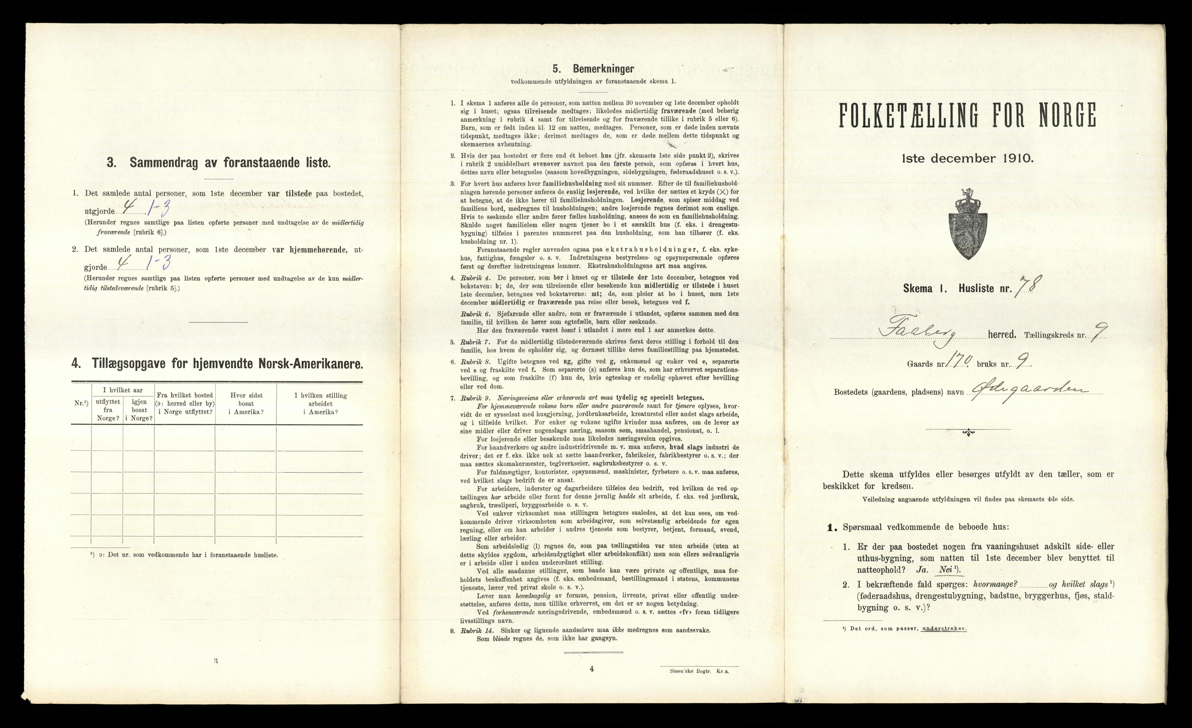 RA, 1910 census for Fåberg, 1910, p. 1046