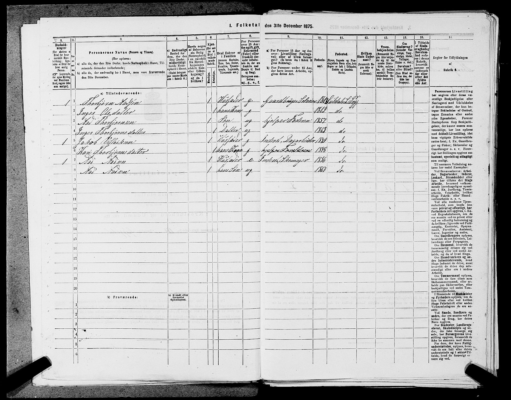 SAST, 1875 census for 1134P Suldal, 1875, p. 574