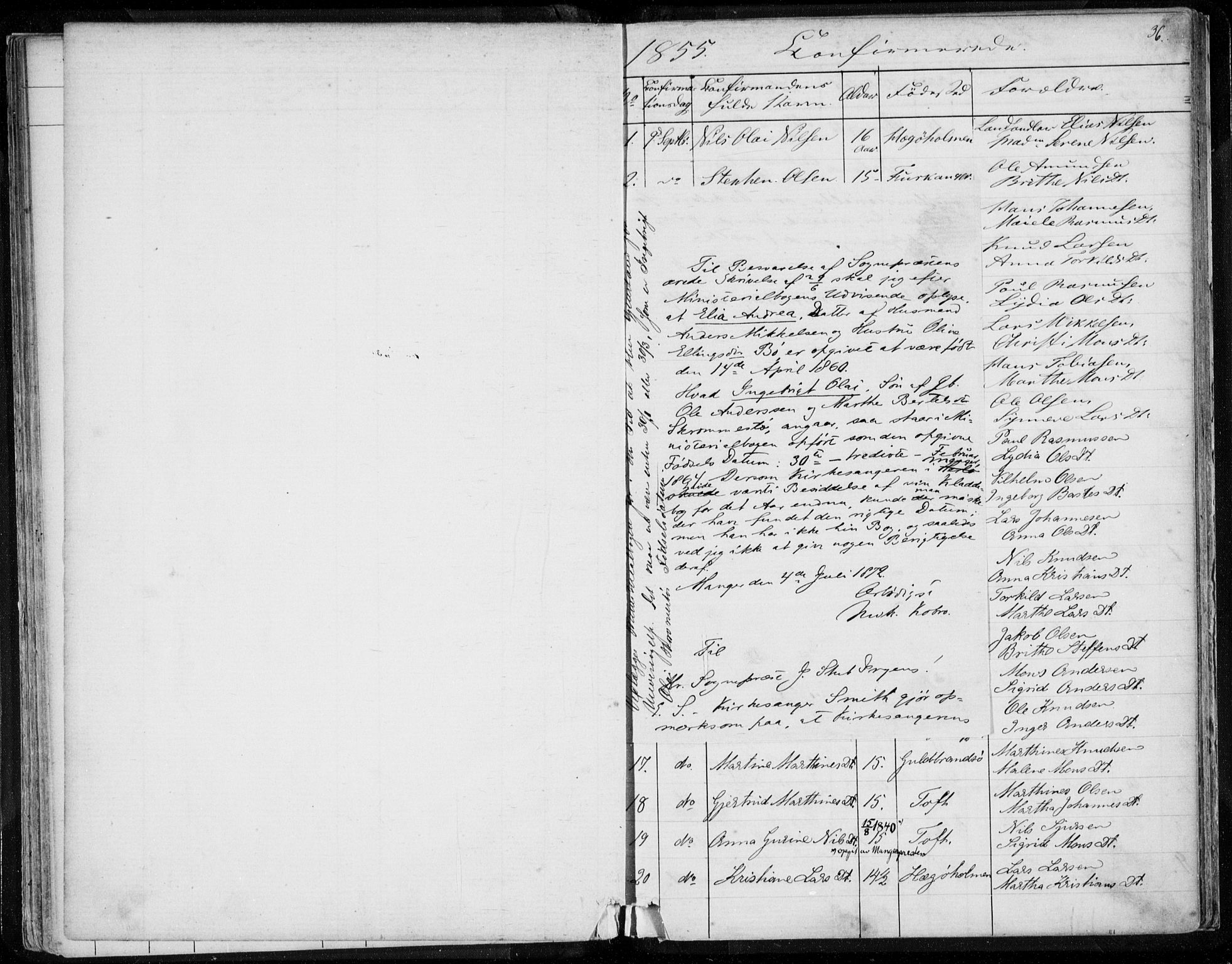 Herdla Sokneprestembete, AV/SAB-A-75701/H/Haa: Parish register (official) no. A 1, 1855-1869, p. 36