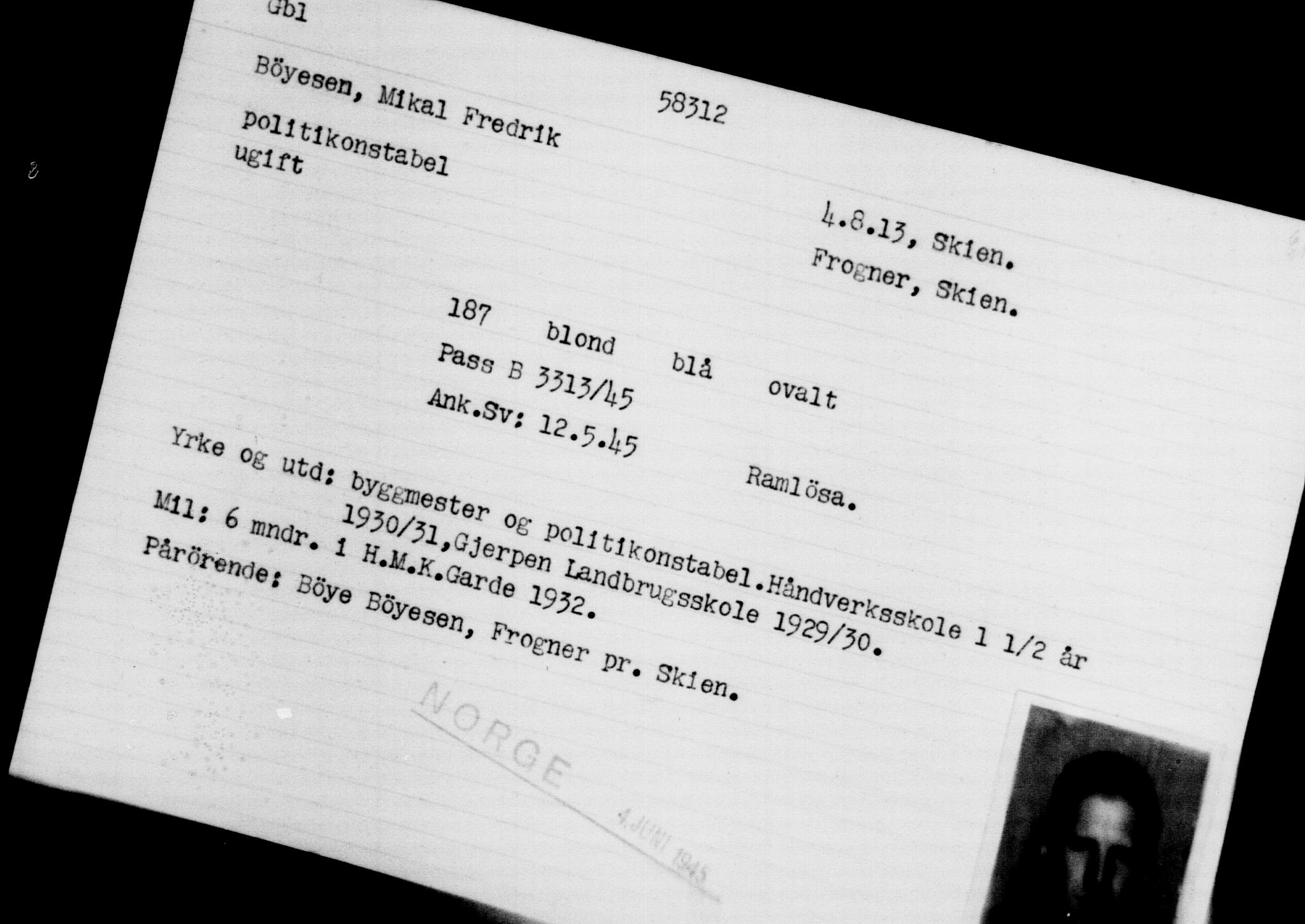 Utenriksstasjonene, Legasjonen i Stockholm, Flyktningkontoret, AV/RA-S-6753/V/Va/L0021: Kjesäterkartoteket, flyktninger med registreringsnr. 58200-61089, 1940-1945, p. 114