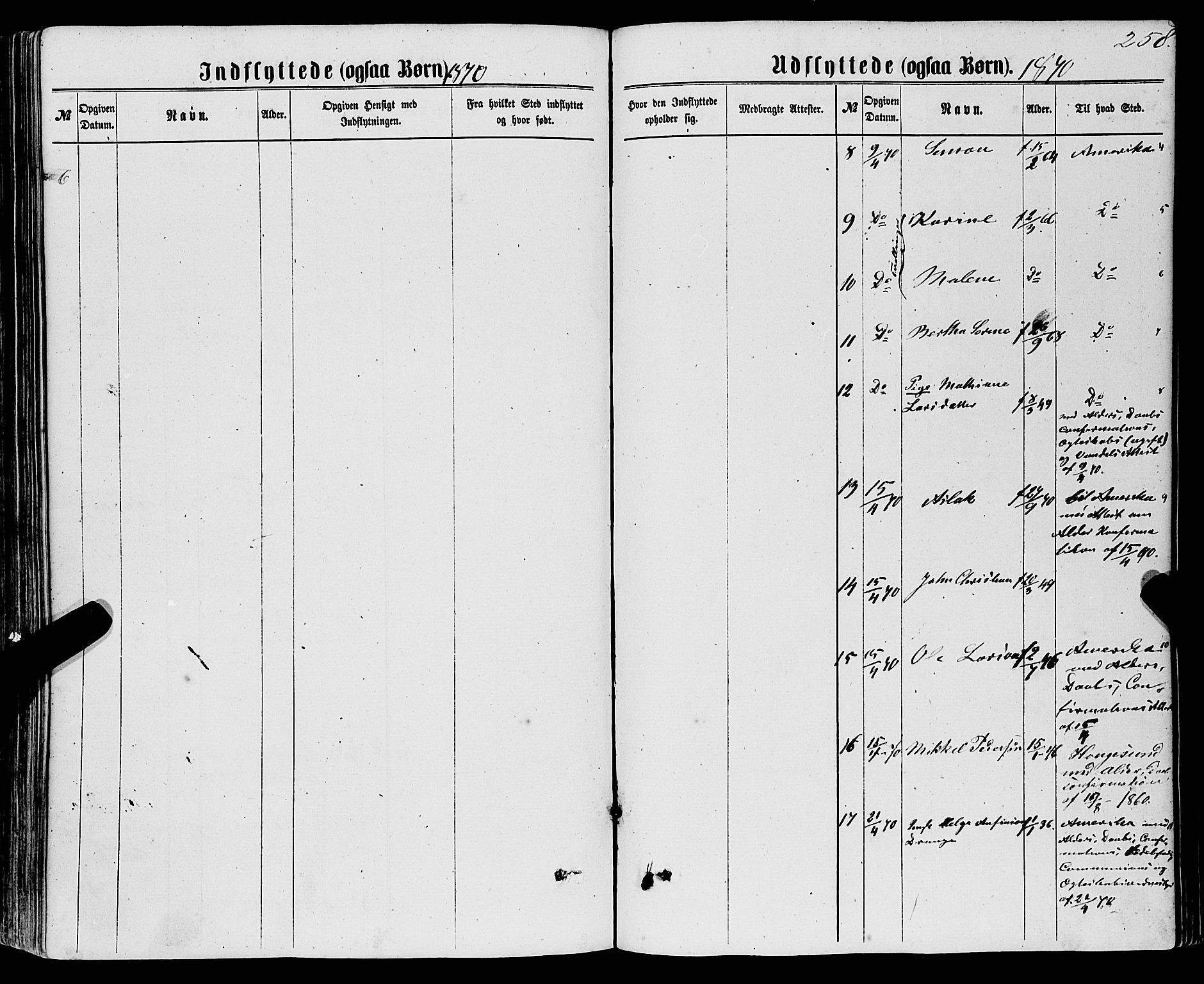 Sveio Sokneprestembete, SAB/A-78501/H/Haa: Parish register (official) no. A 1, 1861-1877, p. 258