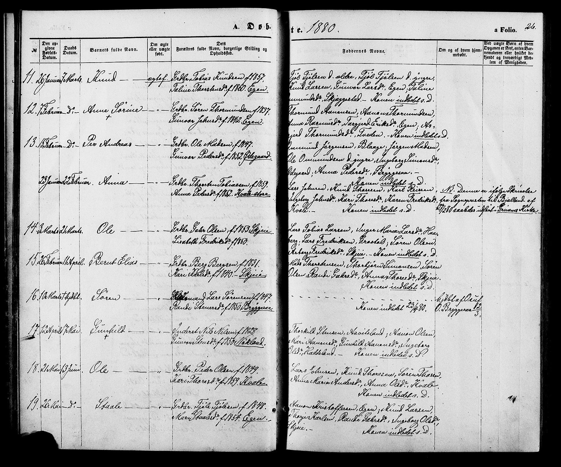 Hægebostad sokneprestkontor, SAK/1111-0024/F/Fa/Fab/L0003: Parish register (official) no. A 3, 1872-1886, p. 26