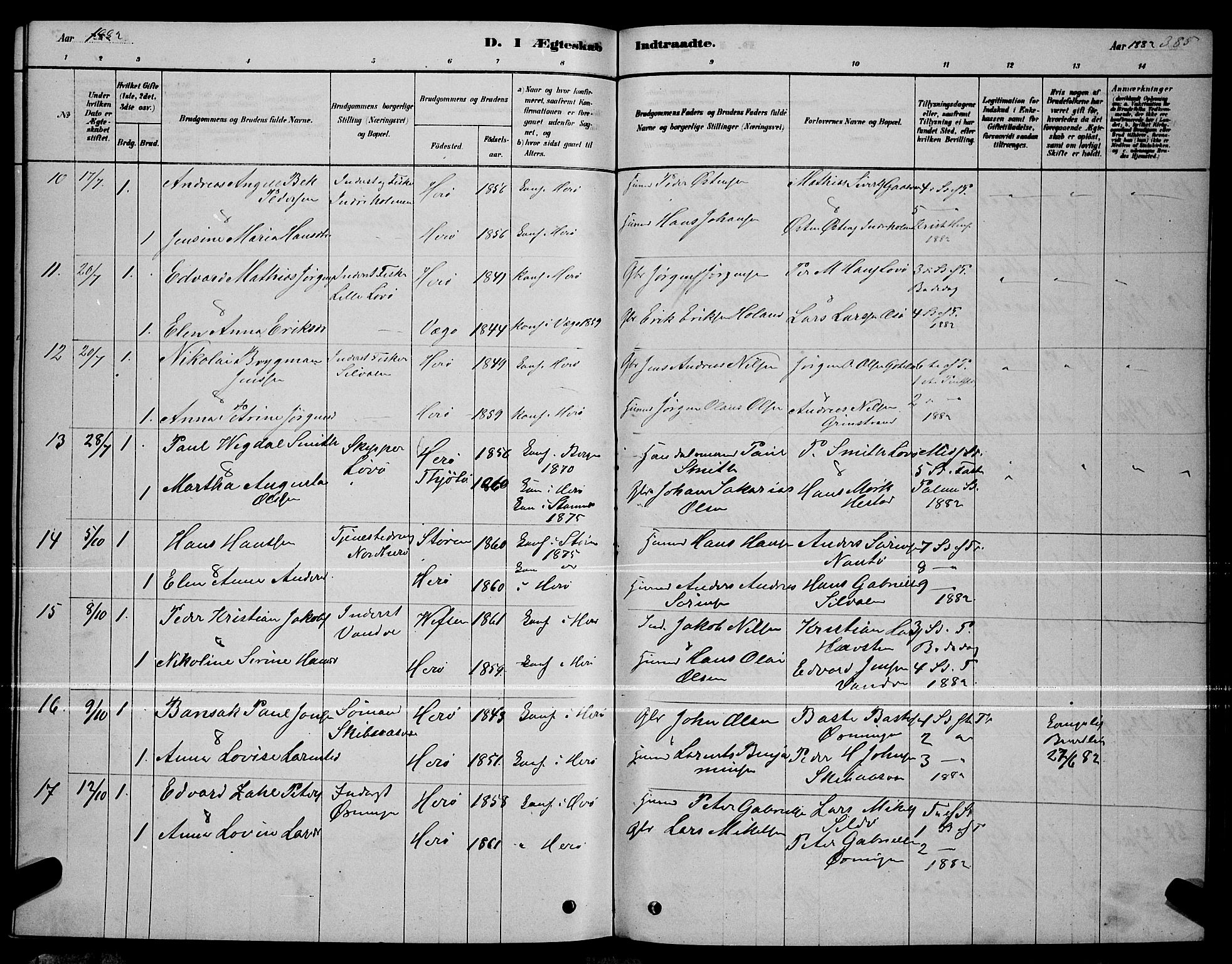 Ministerialprotokoller, klokkerbøker og fødselsregistre - Nordland, AV/SAT-A-1459/834/L0513: Parish register (copy) no. 834C04, 1877-1892, p. 385