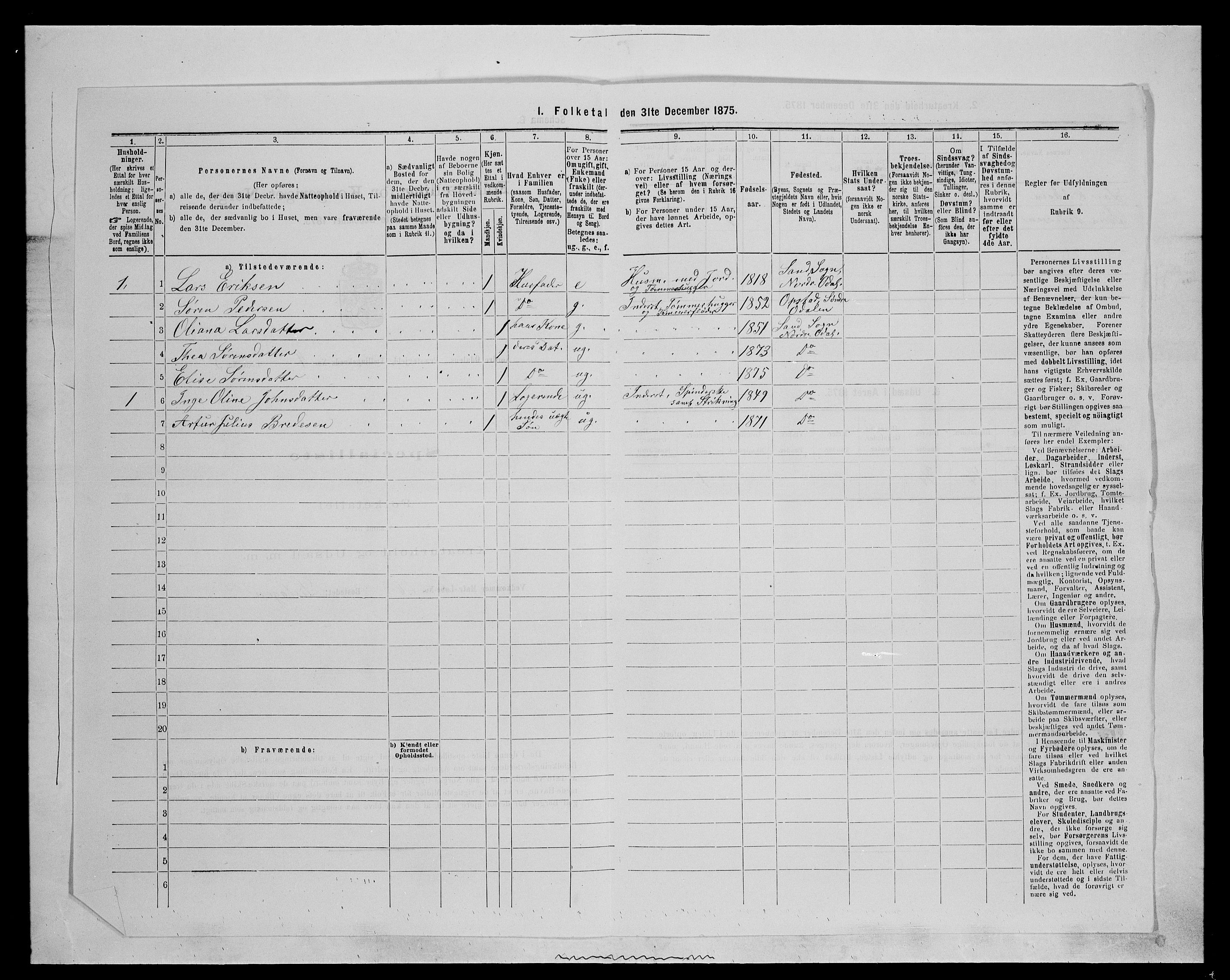 SAH, 1875 census for 0418P Nord-Odal, 1875, p. 550