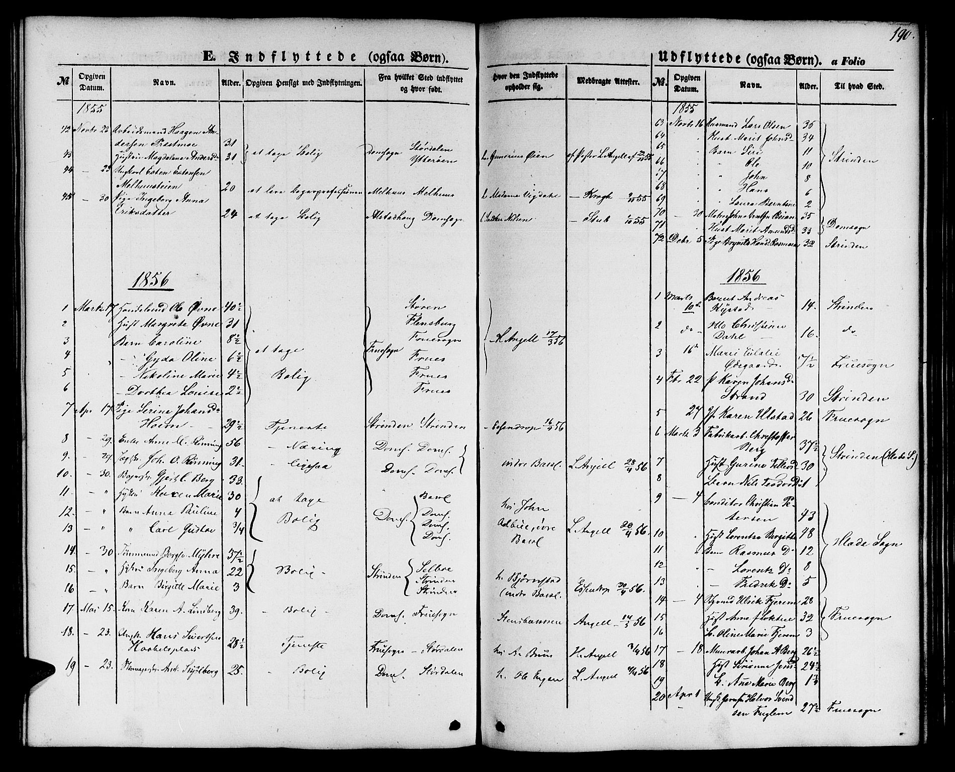 Ministerialprotokoller, klokkerbøker og fødselsregistre - Sør-Trøndelag, AV/SAT-A-1456/604/L0184: Parish register (official) no. 604A05, 1851-1860, p. 190