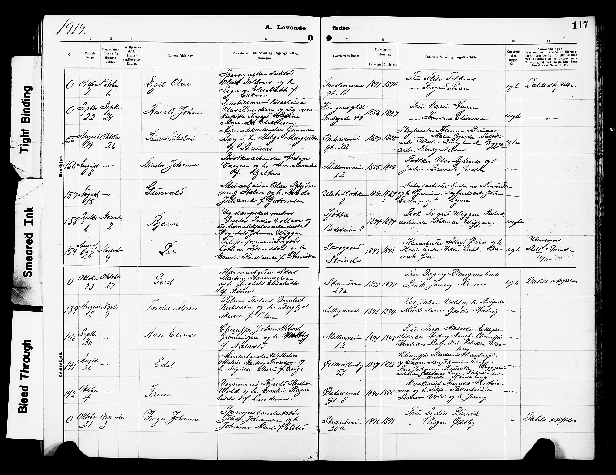 Ministerialprotokoller, klokkerbøker og fødselsregistre - Sør-Trøndelag, SAT/A-1456/605/L0256: Parish register (copy) no. 605C03, 1916-1920, p. 117