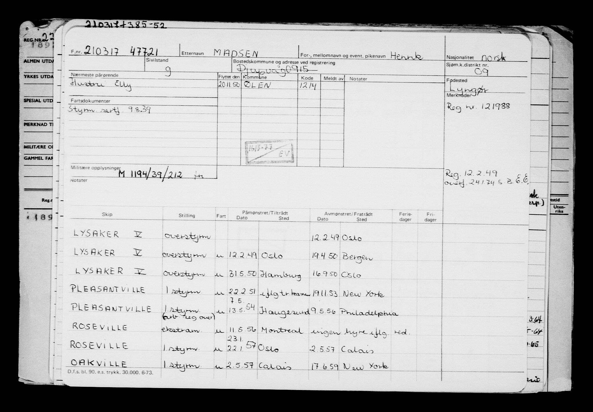 Direktoratet for sjømenn, AV/RA-S-3545/G/Gb/L0147: Hovedkort, 1917, p. 175