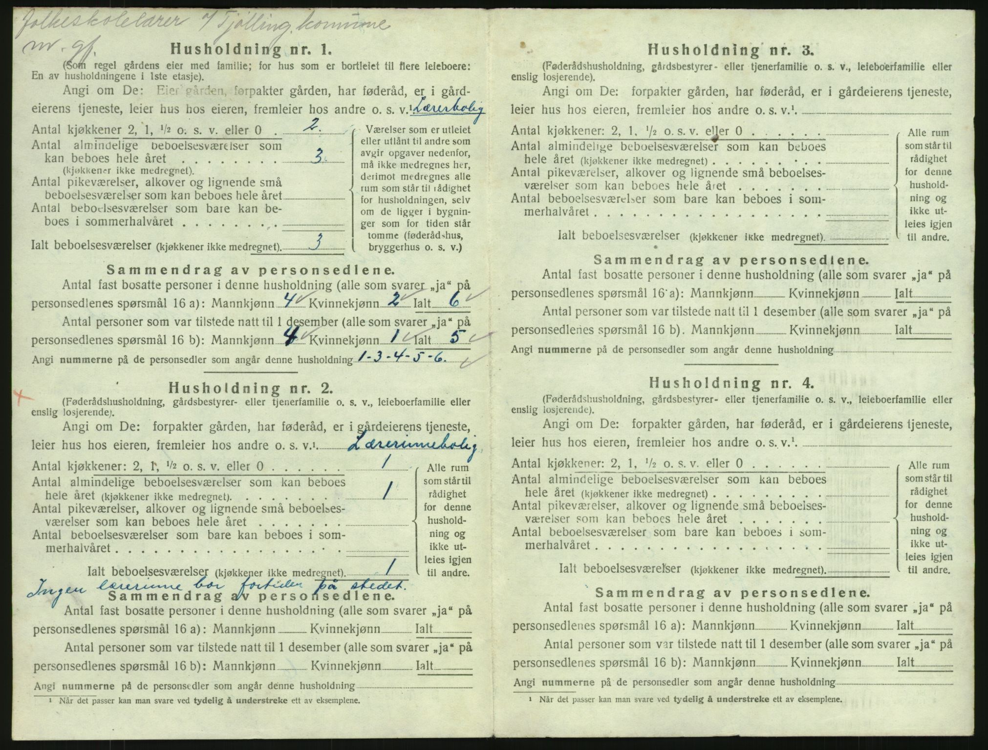 SAKO, 1920 census for Tjølling, 1920, p. 1076