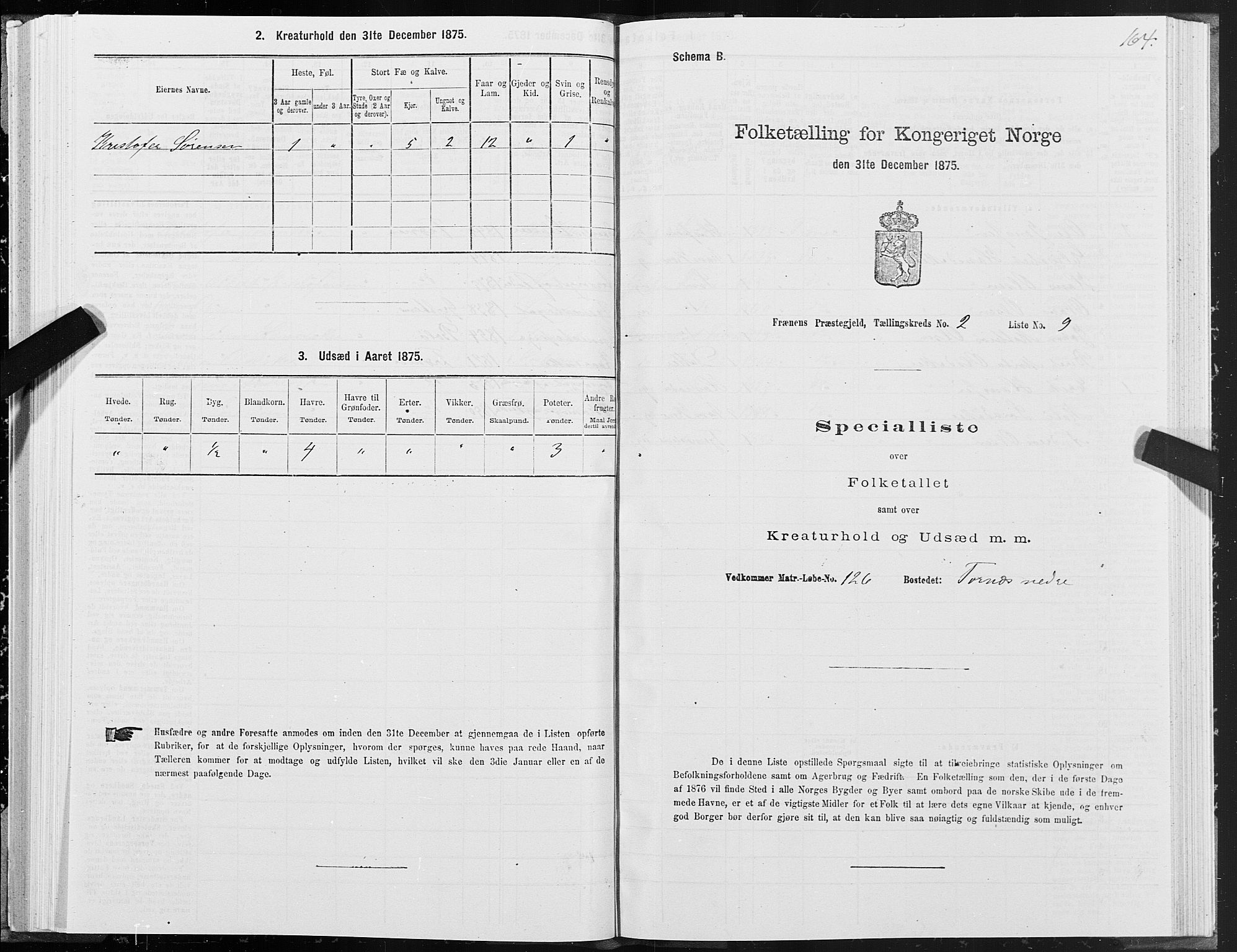 SAT, 1875 census for 1548P Fræna, 1875, p. 1164