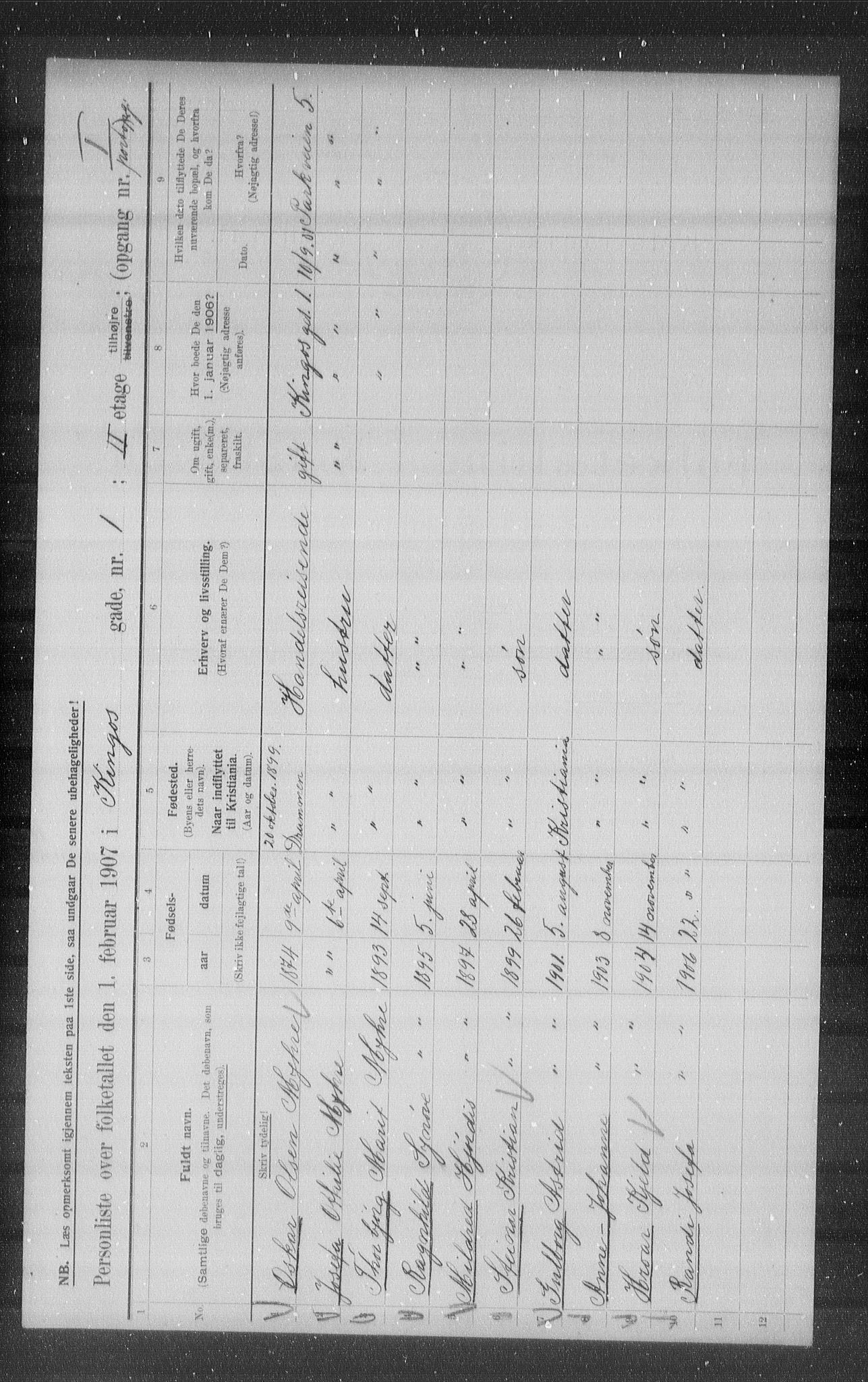 OBA, Municipal Census 1907 for Kristiania, 1907, p. 25229