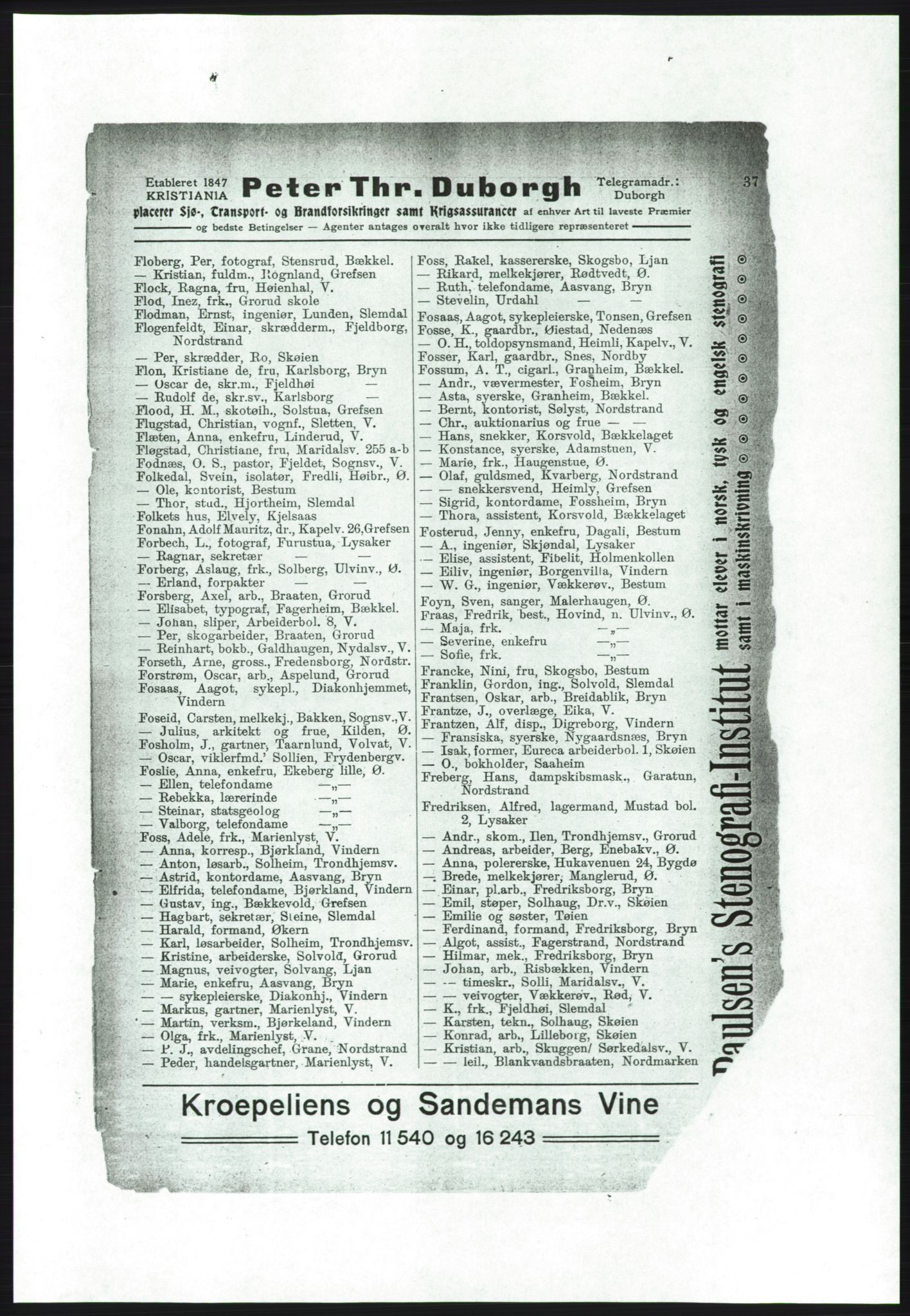 Aker adressebok/adressekalender, PUBL/001/A/001: Akers adressebok, 1916-1917, p. 37