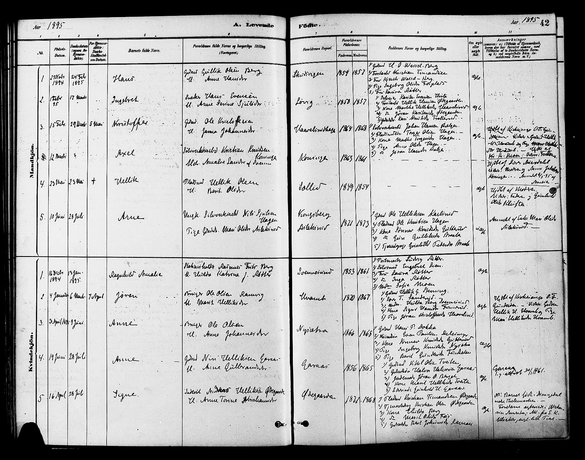 Flesberg kirkebøker, AV/SAKO-A-18/F/Fb/L0001: Parish register (official) no. II 1, 1879-1907, p. 42