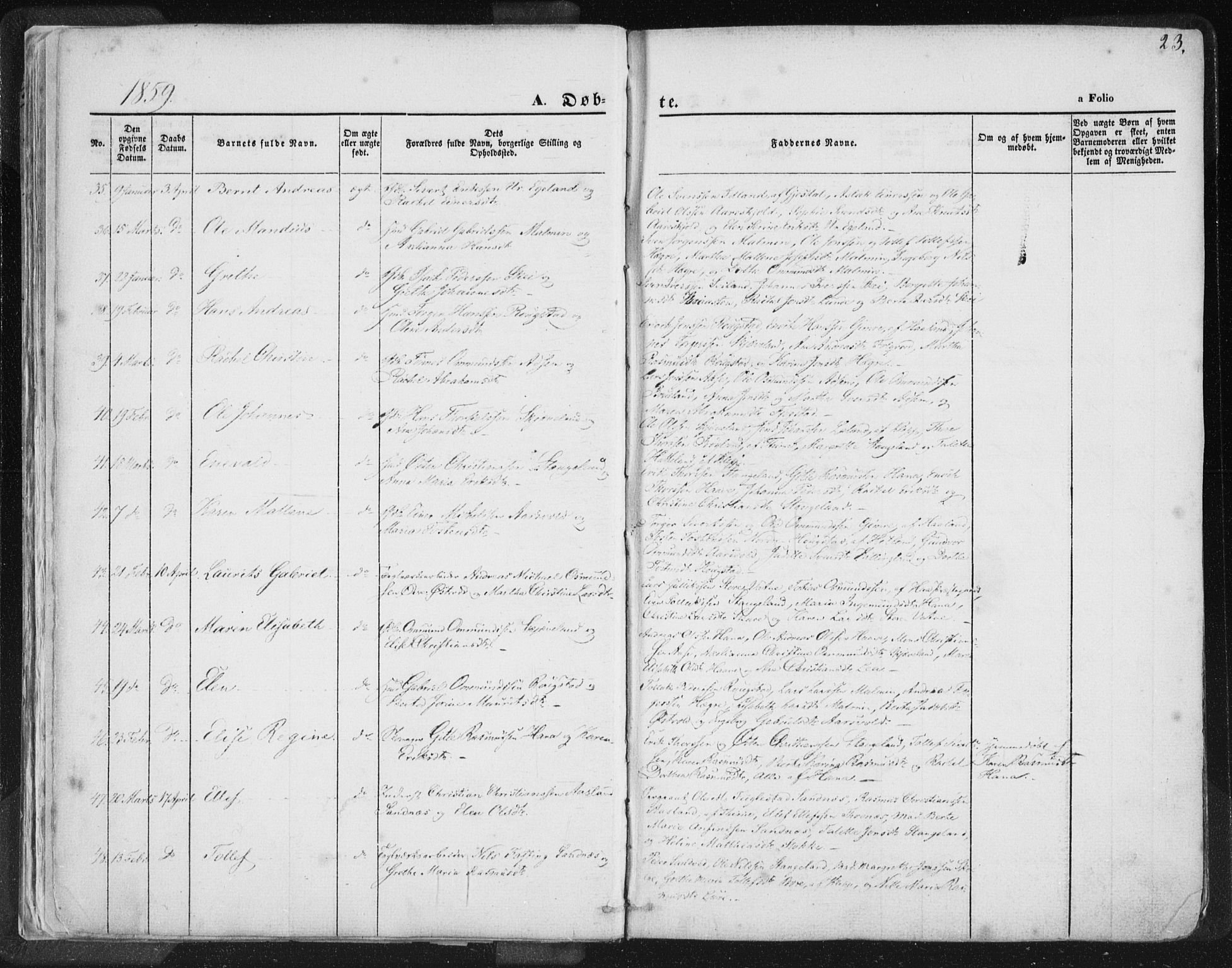 Høyland sokneprestkontor, SAST/A-101799/001/30BA/L0010: Parish register (official) no. A 9.1, 1857-1877, p. 23