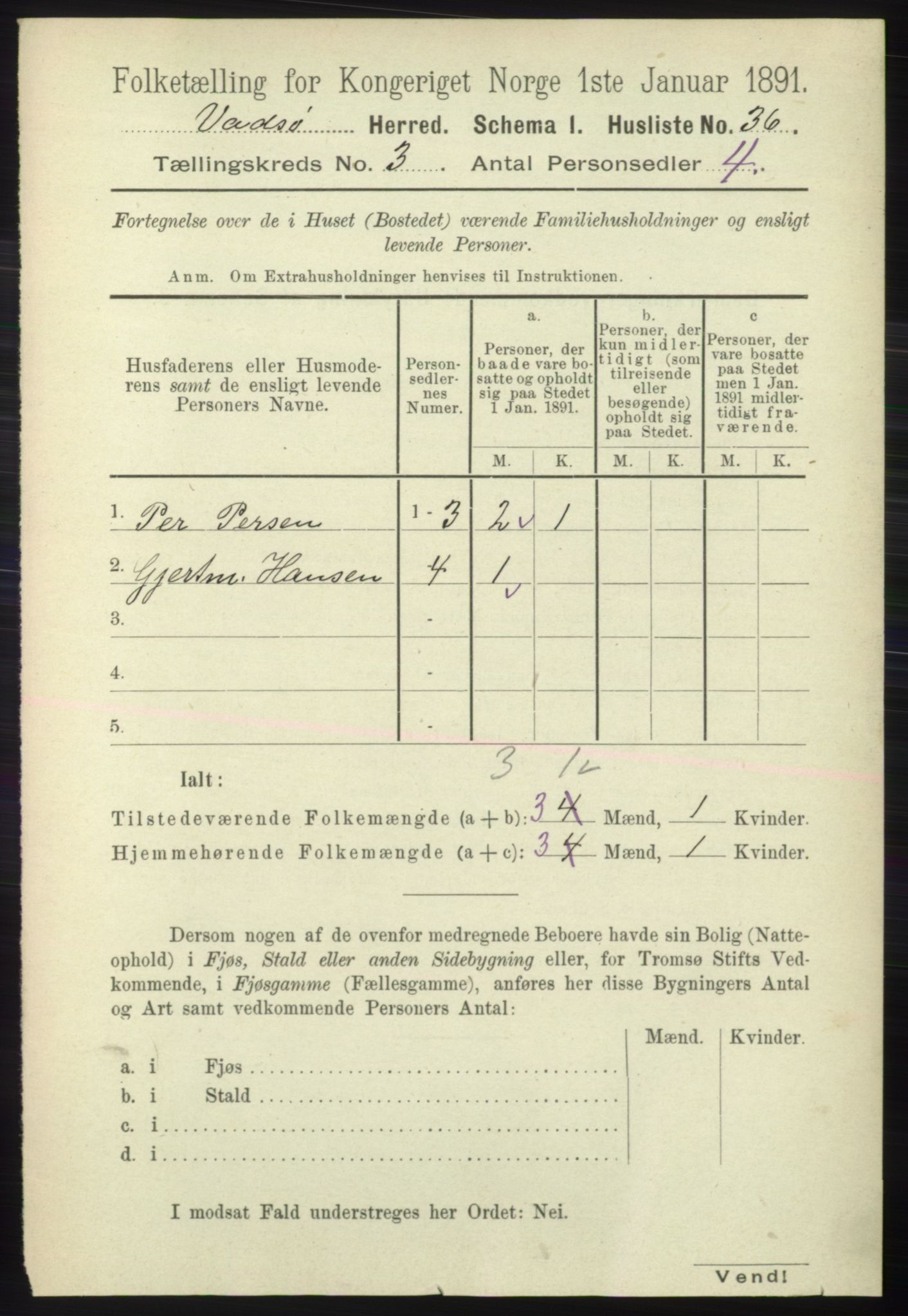 RA, 1891 census for 2029 Vadsø, 1891, p. 805