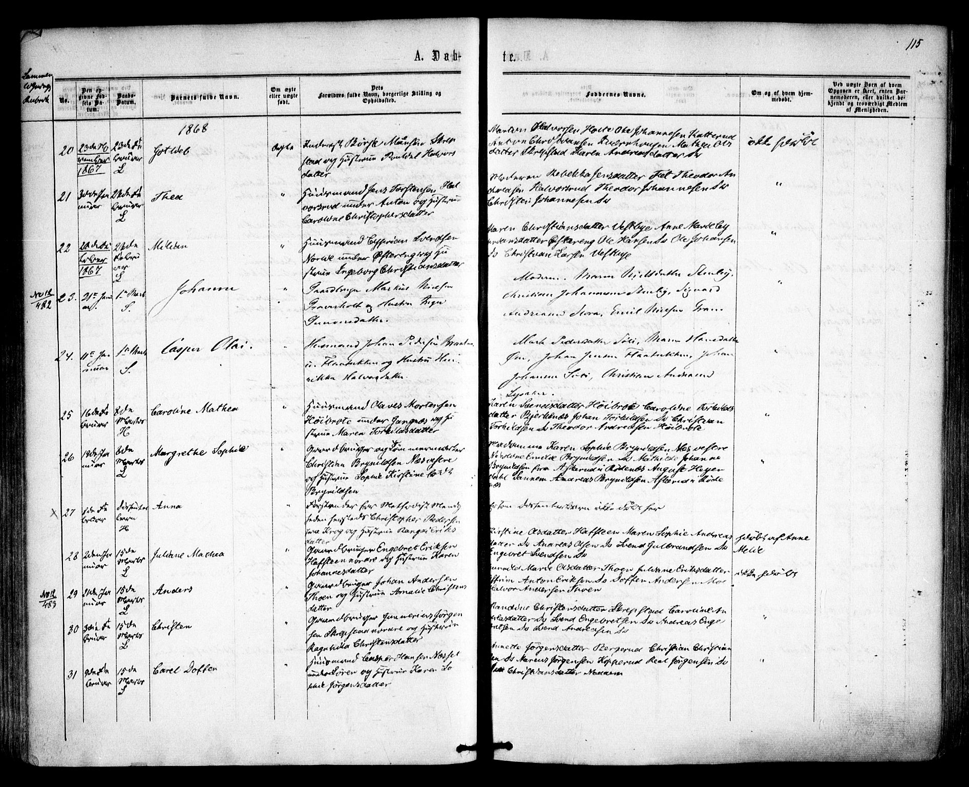 Høland prestekontor Kirkebøker, SAO/A-10346a/F/Fa/L0011: Parish register (official) no. I 11, 1862-1869, p. 115