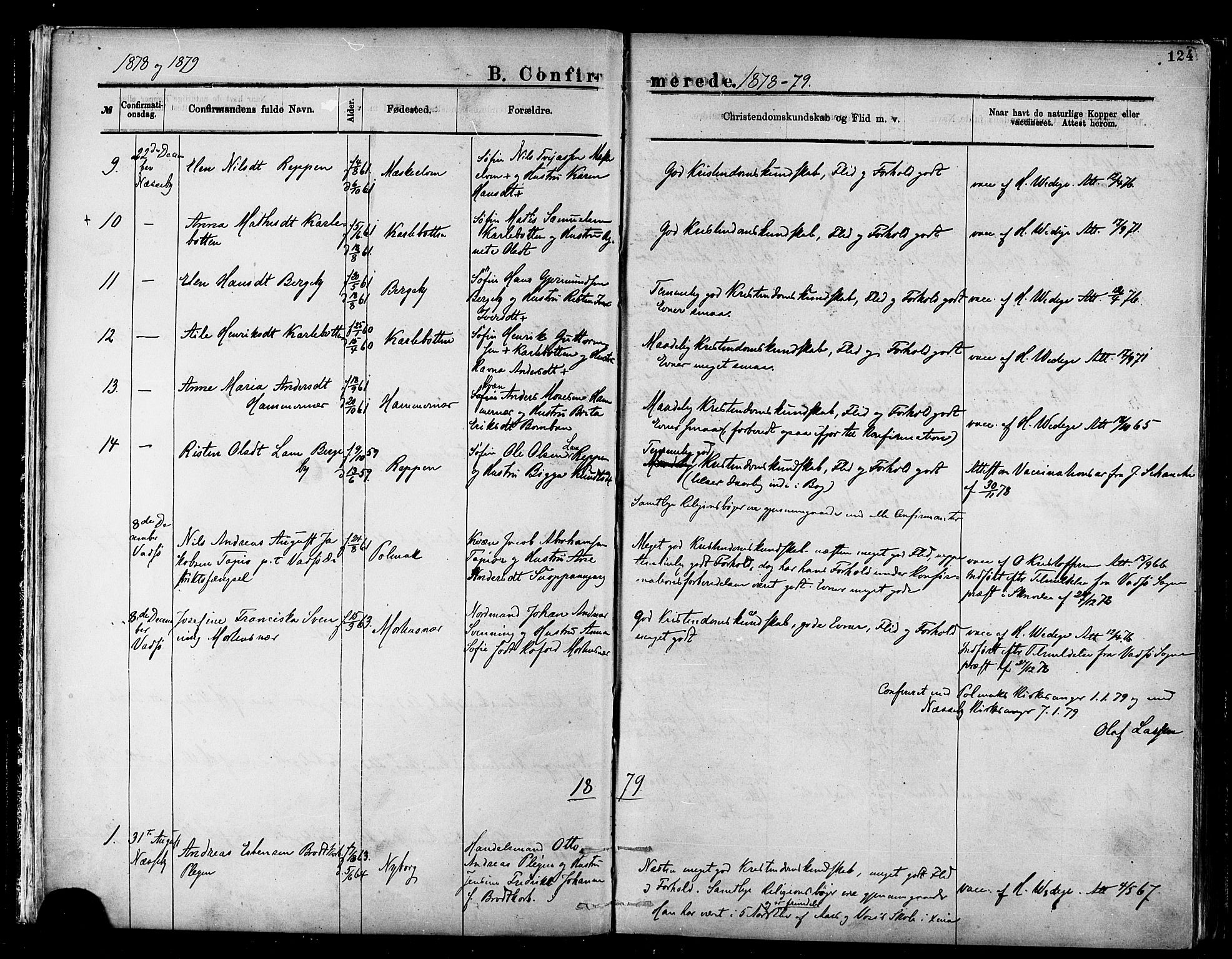 Nesseby sokneprestkontor, SATØ/S-1330/H/Ha/L0004kirke: Parish register (official) no. 4, 1877-1884, p. 124