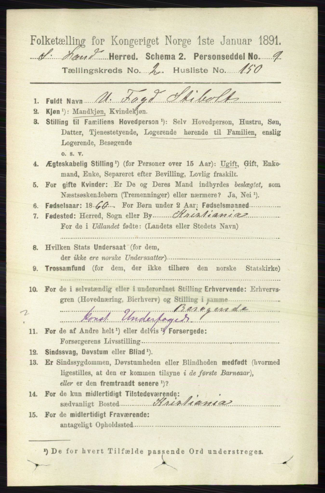 RA, 1891 census for 0536 Søndre Land, 1891, p. 1937