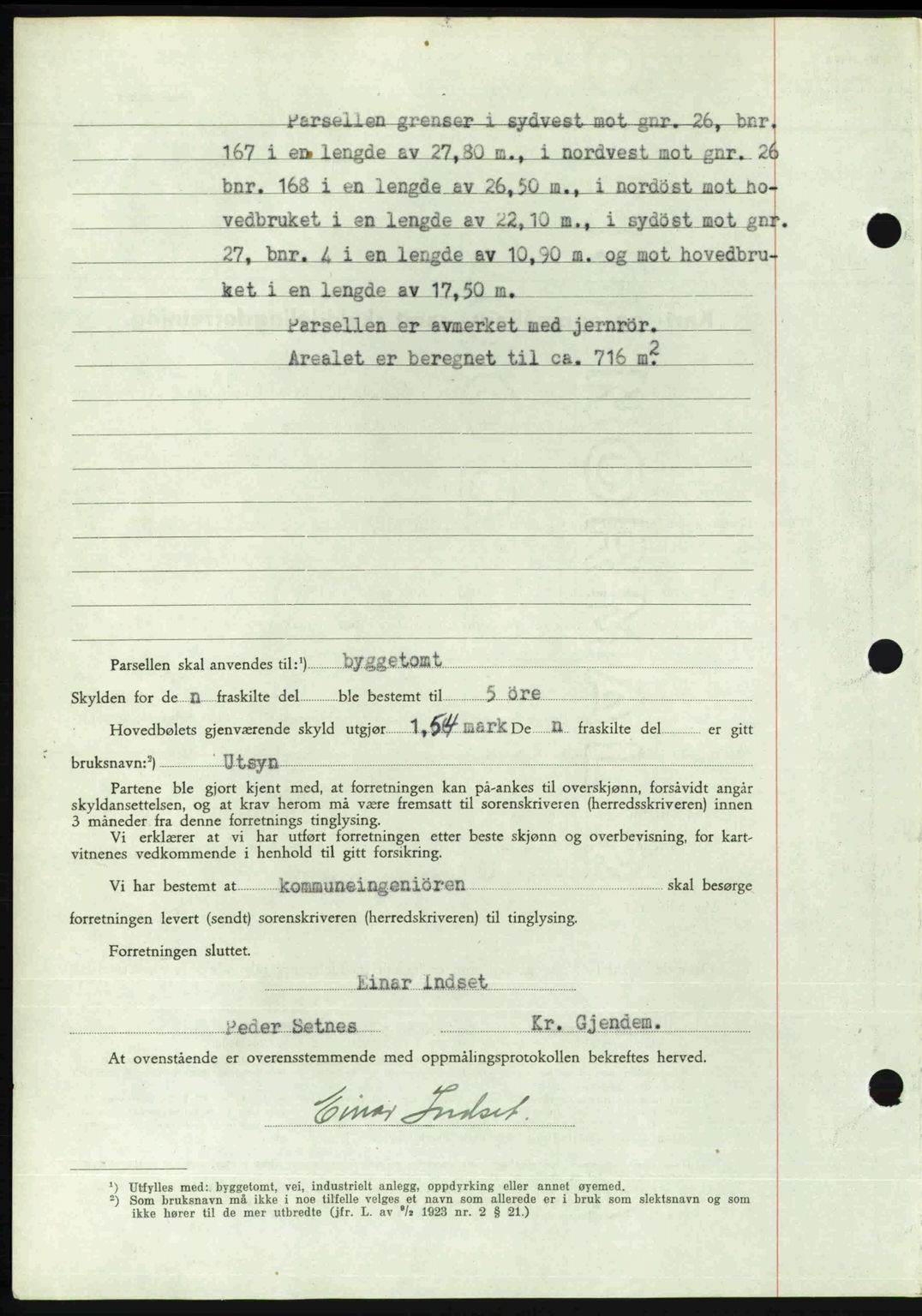 Romsdal sorenskriveri, AV/SAT-A-4149/1/2/2C: Mortgage book no. A22, 1947-1947, Diary no: : 650/1947