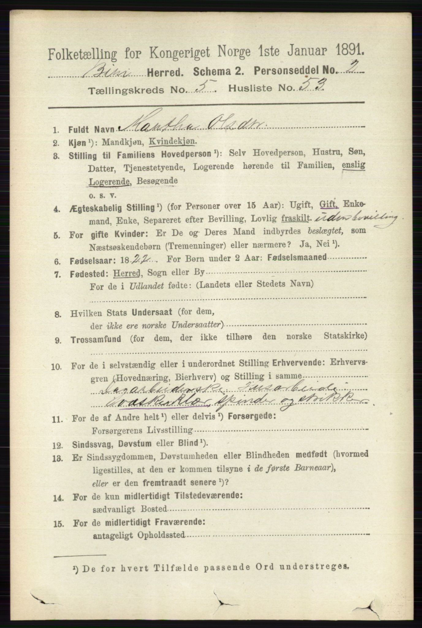 RA, 1891 census for 0525 Biri, 1891, p. 2070