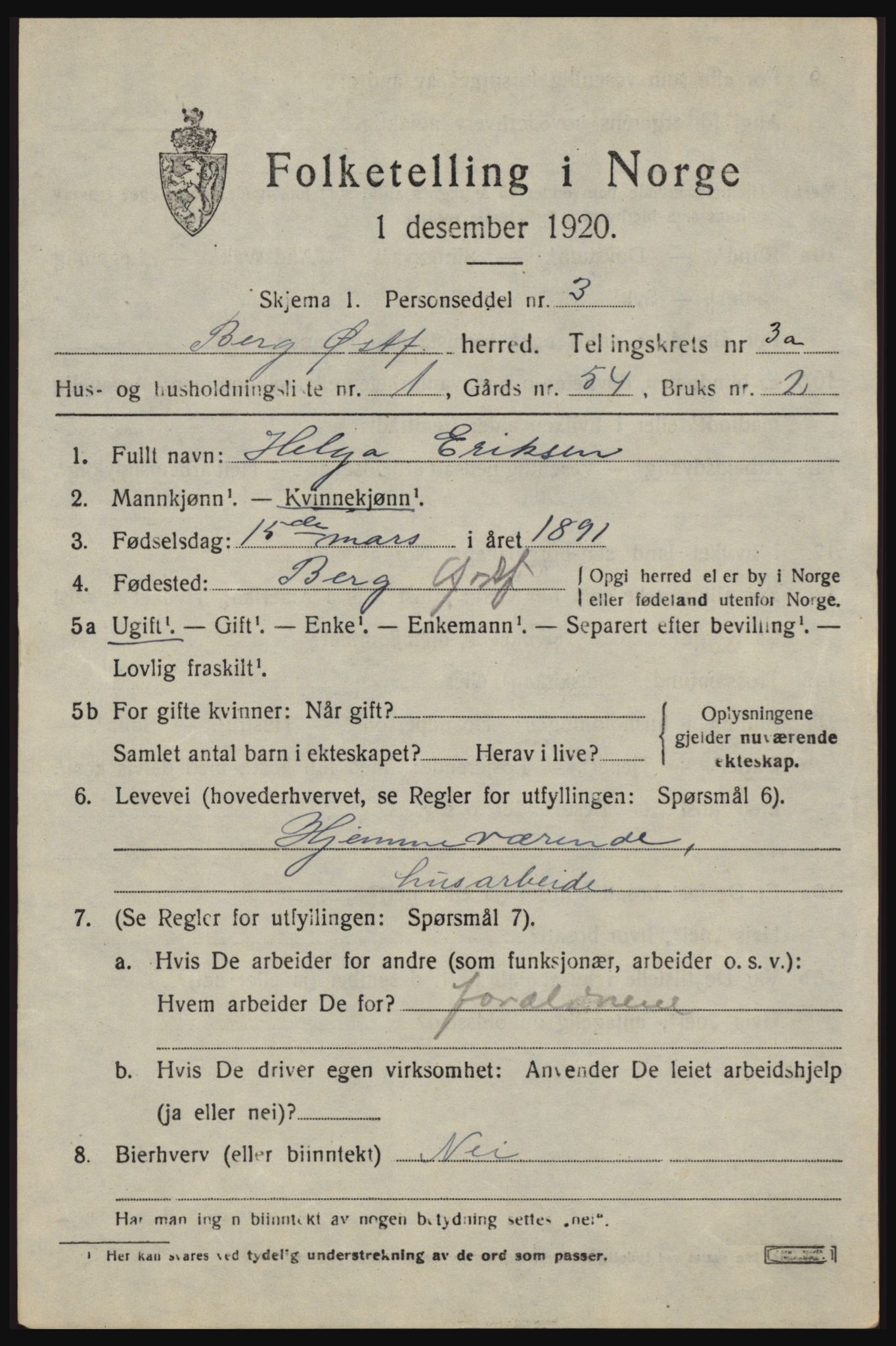 SAO, 1920 census for Berg, 1920, p. 4759